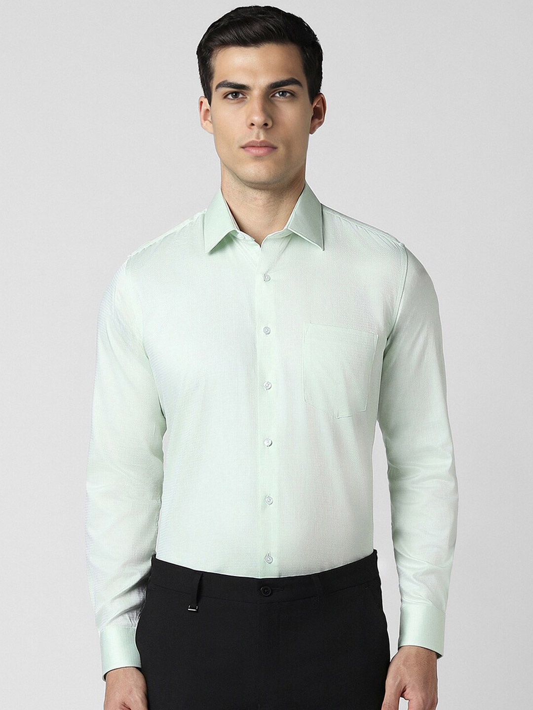 

Van Heusen Regular Fit Textured Full Sleeves Cotton Shirt, Green