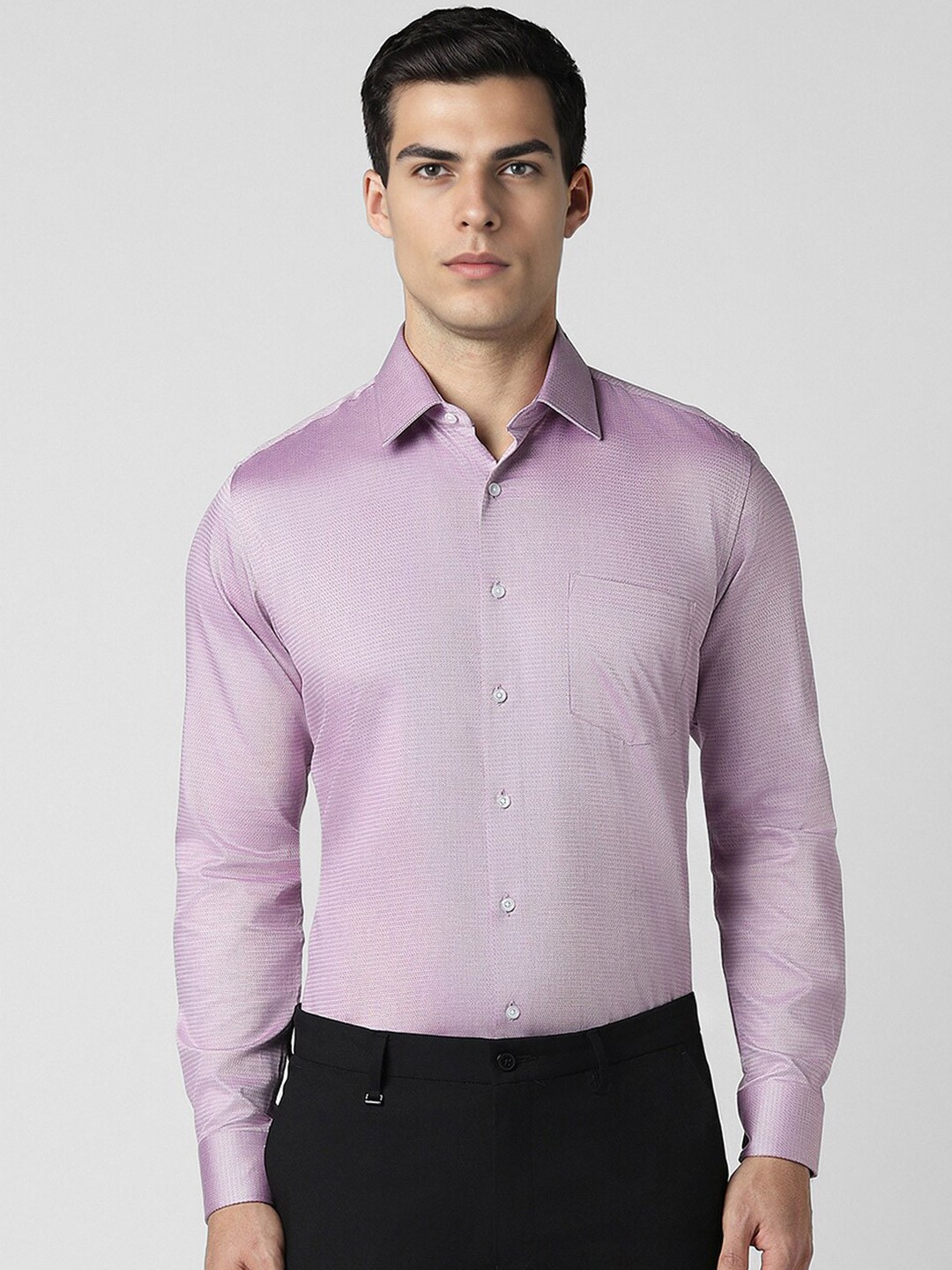 

Van Heusen Regular Fit Textured Full Sleeves Cotton Shirt, Purple