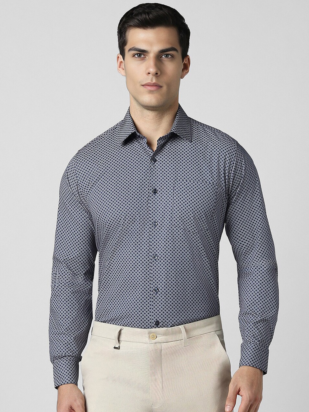 

Van Heusen Slim Fit Opaque Printed Cotton Formal Shirt, Grey