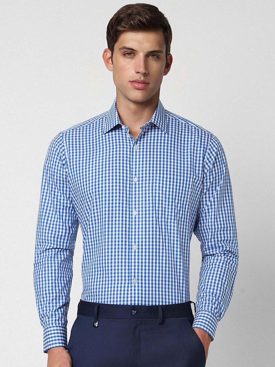 

Van Heusen Opaque Checked Formal Cotton Shirt, Blue