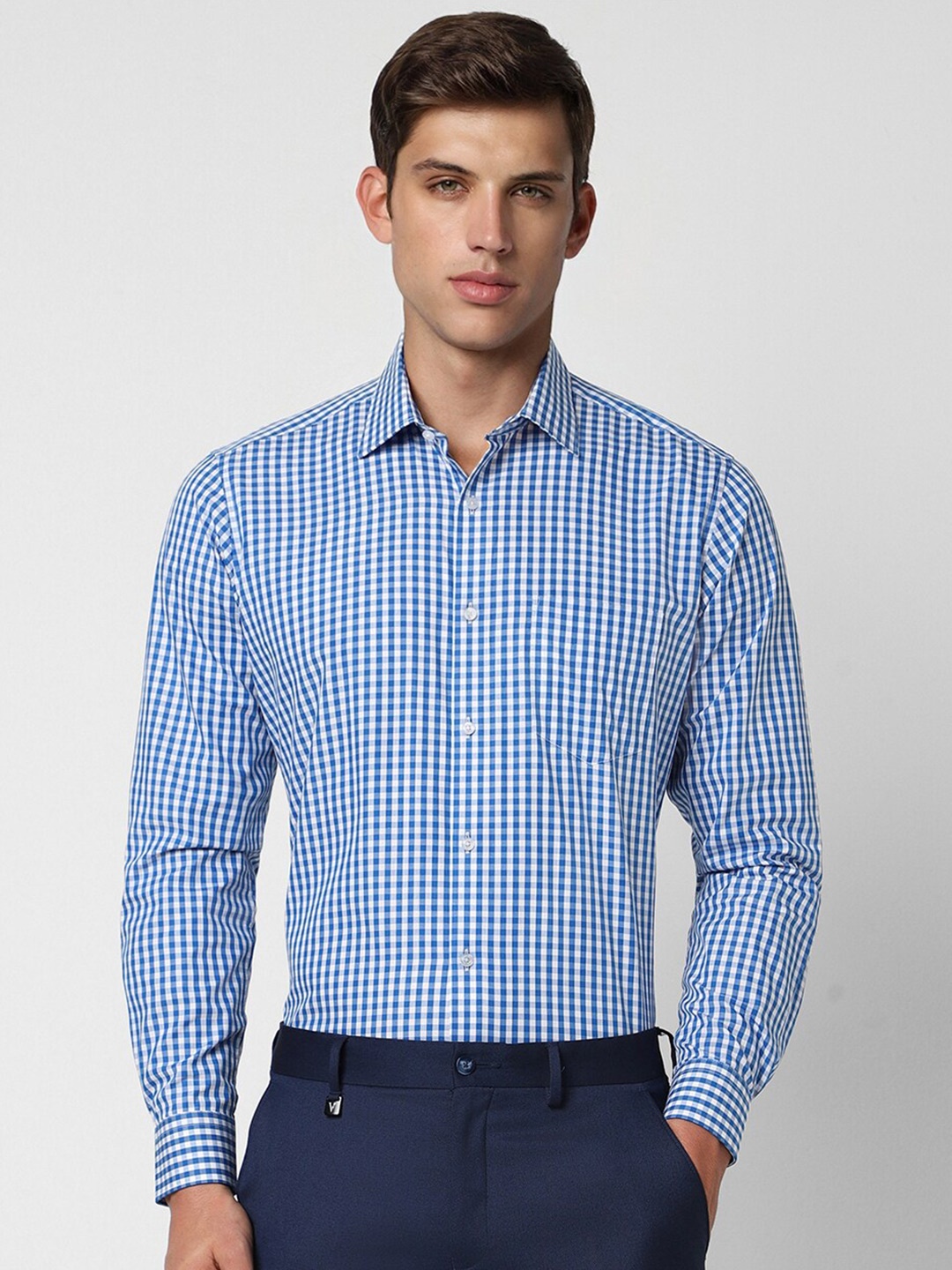 

Van Heusen Opaque Checked Cotton Formal Shirt, Blue