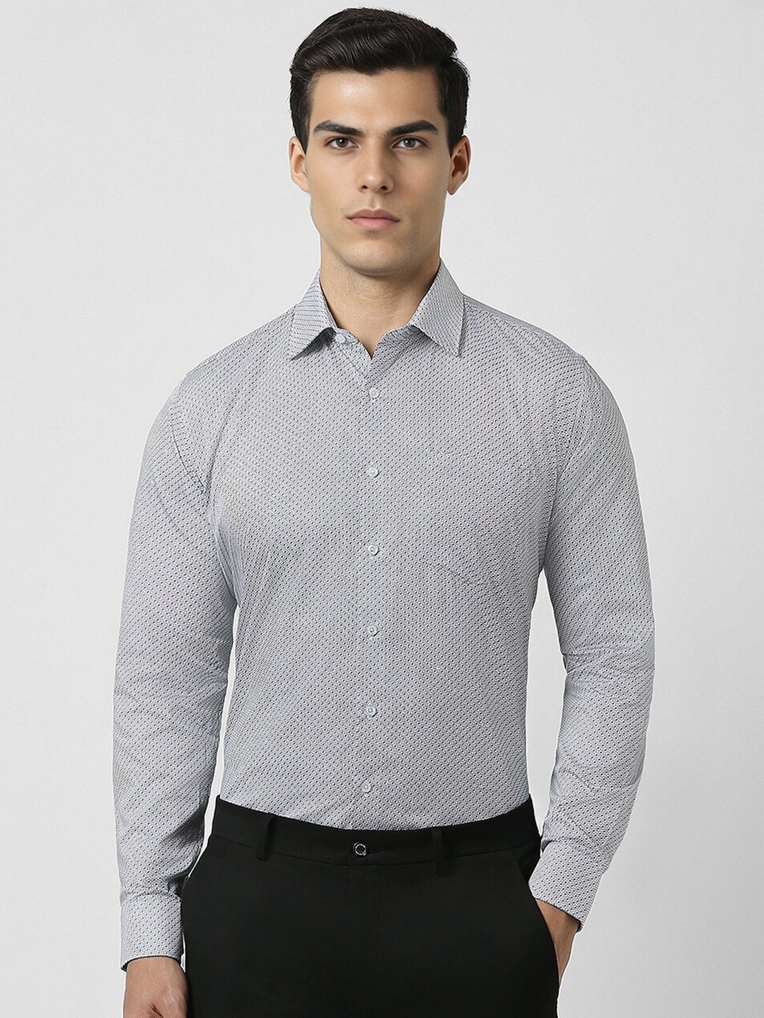 

Van Heusen Slim Fit Opaque Printed Cotton Shirt, Grey