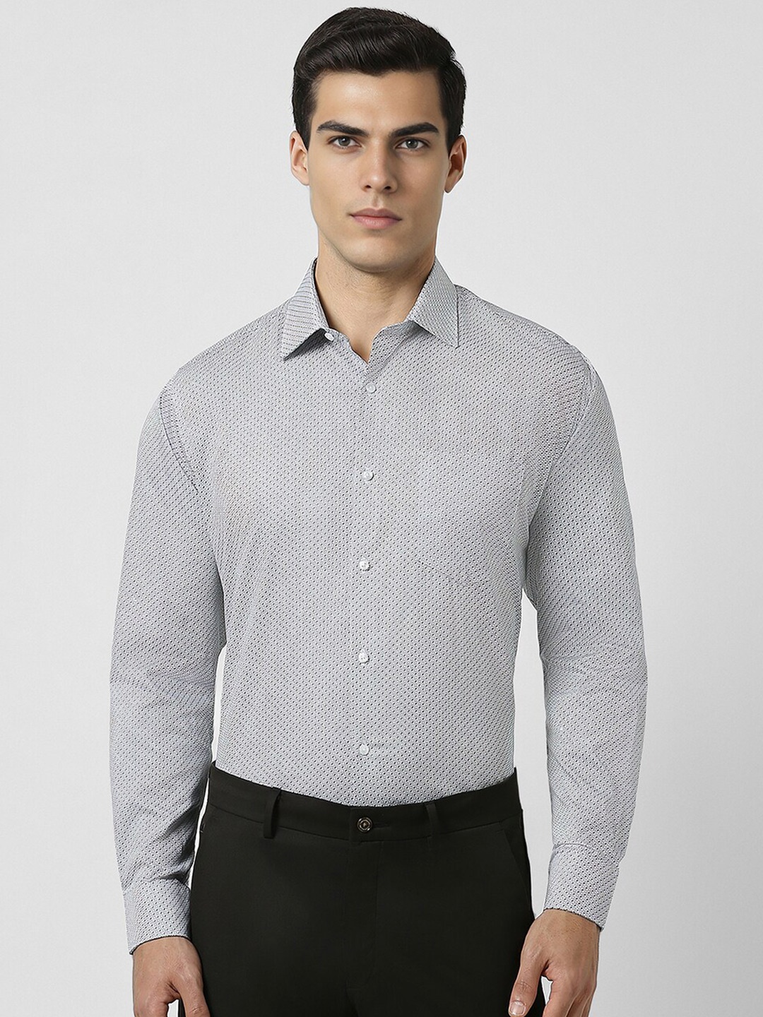 

Van Heusen Regular Fit Print Full Sleeves Cotton Shirt, Grey