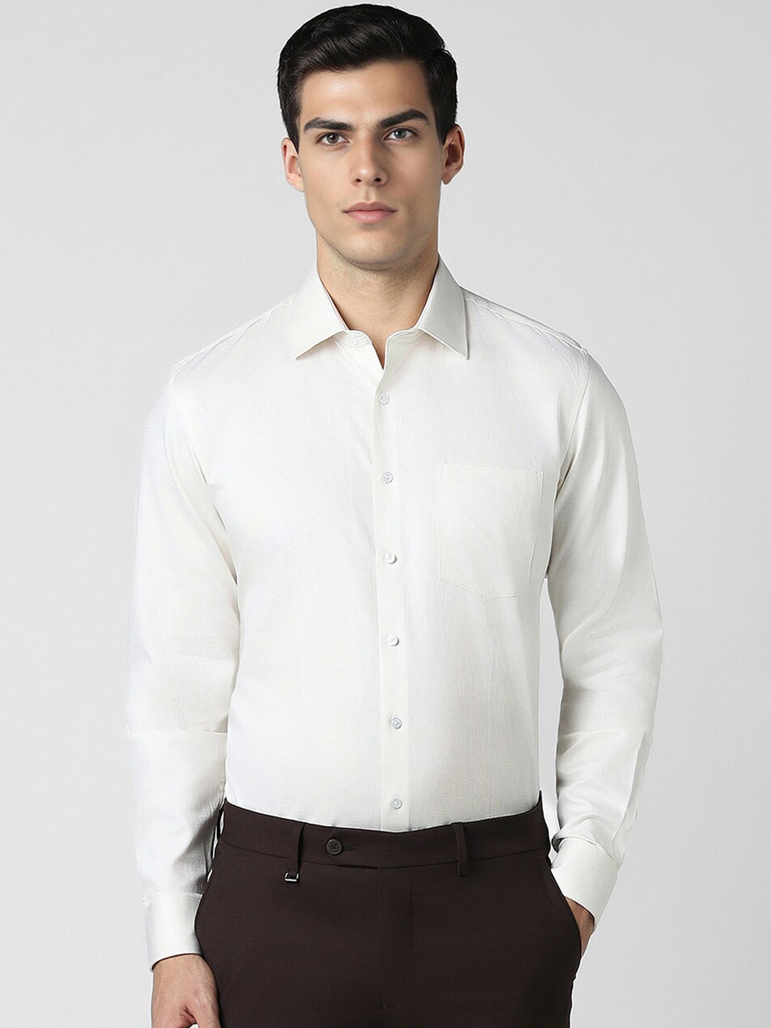 

Van Heusen Regular Fit Textured Full Sleeves Cotton Shirt, White