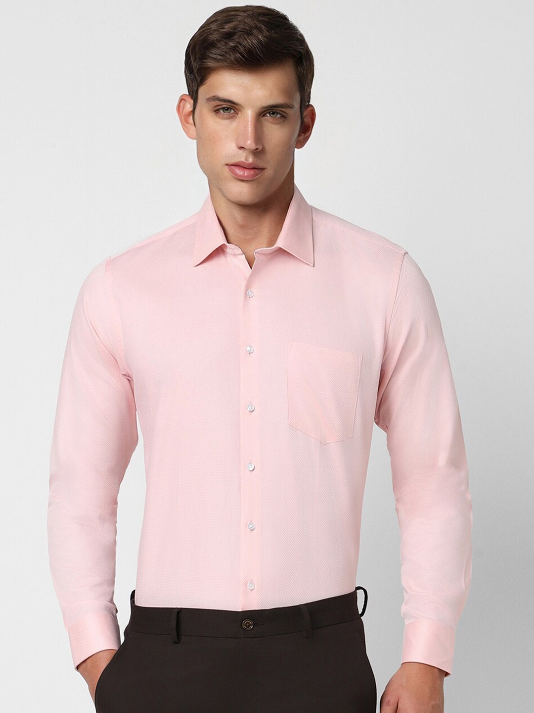 

Van Heusen Slim Fit Opaque Cotton Shirt, Pink