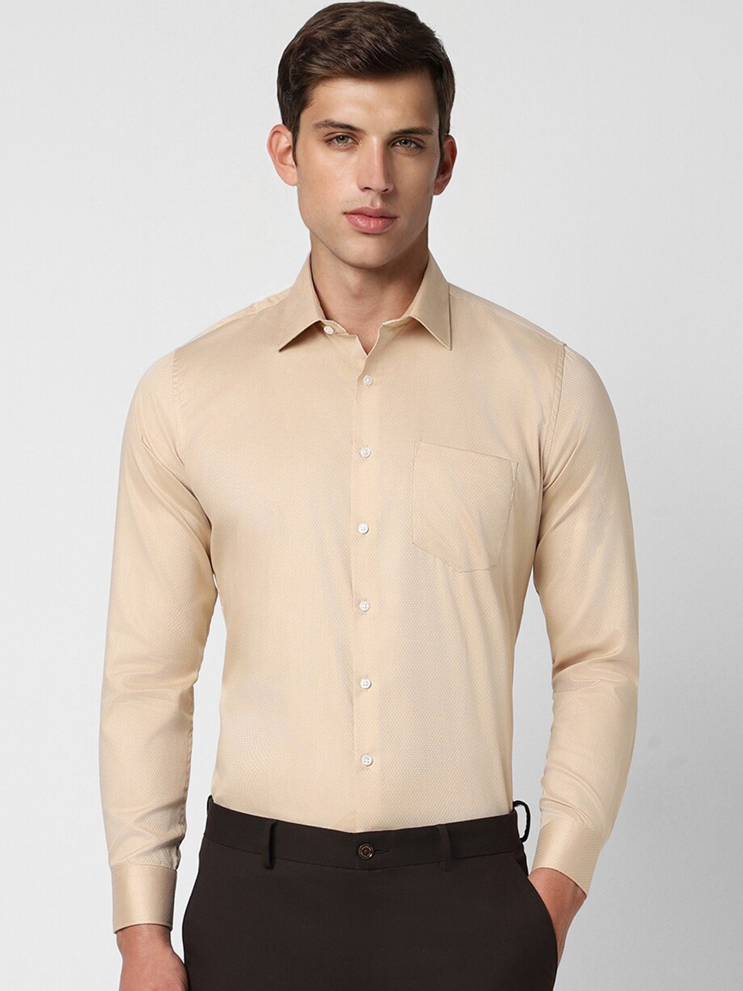 

Van Heusen Slim Fit Opaque Cotton Shirt, Yellow
