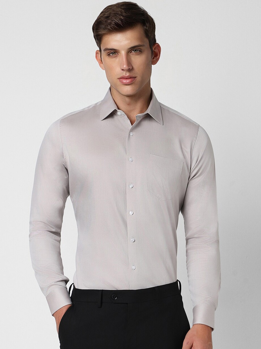 

Van Heusen Slim Fit Opaque Cotton Shirt, Grey