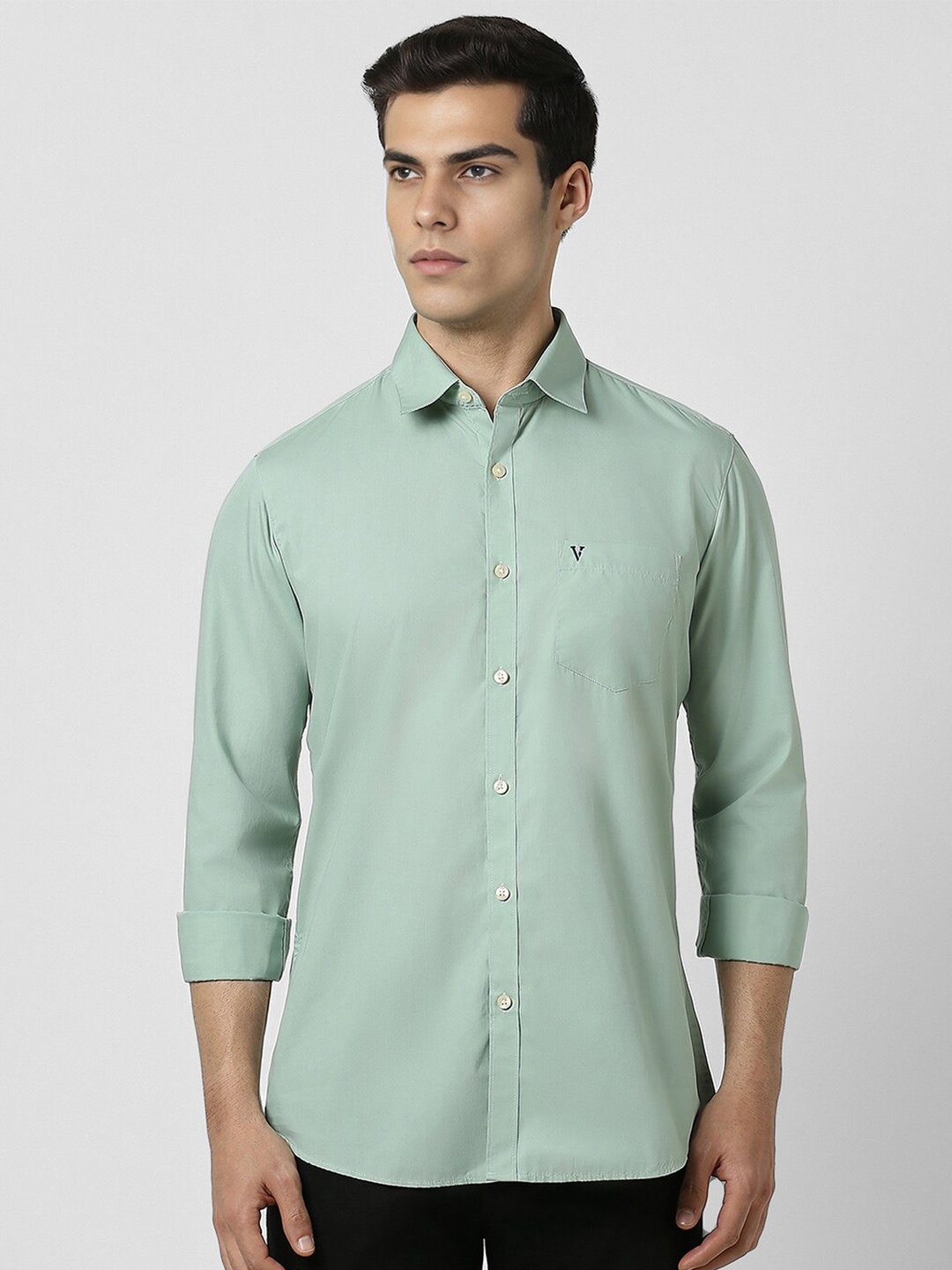 

Van Heusen Sport Spread Collar Cotton Slim Fit Opaque Casual Shirt, Green