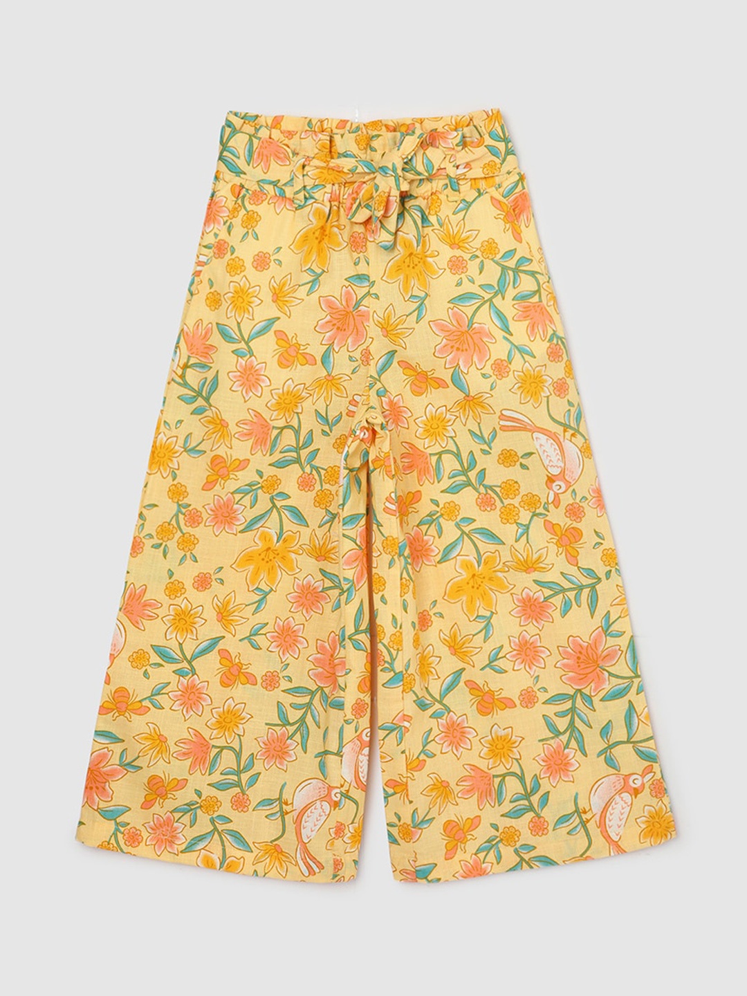 

max Girls Floral Printed Culottes Trousers, Yellow