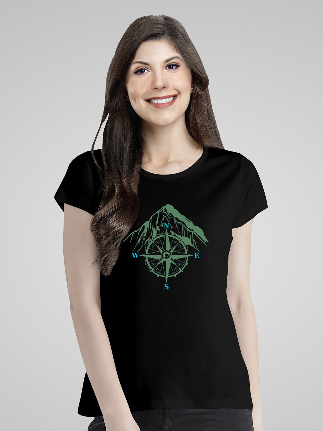 

Pootlu Round Neck Printed Short Sleeves cotton T-shirt, Black
