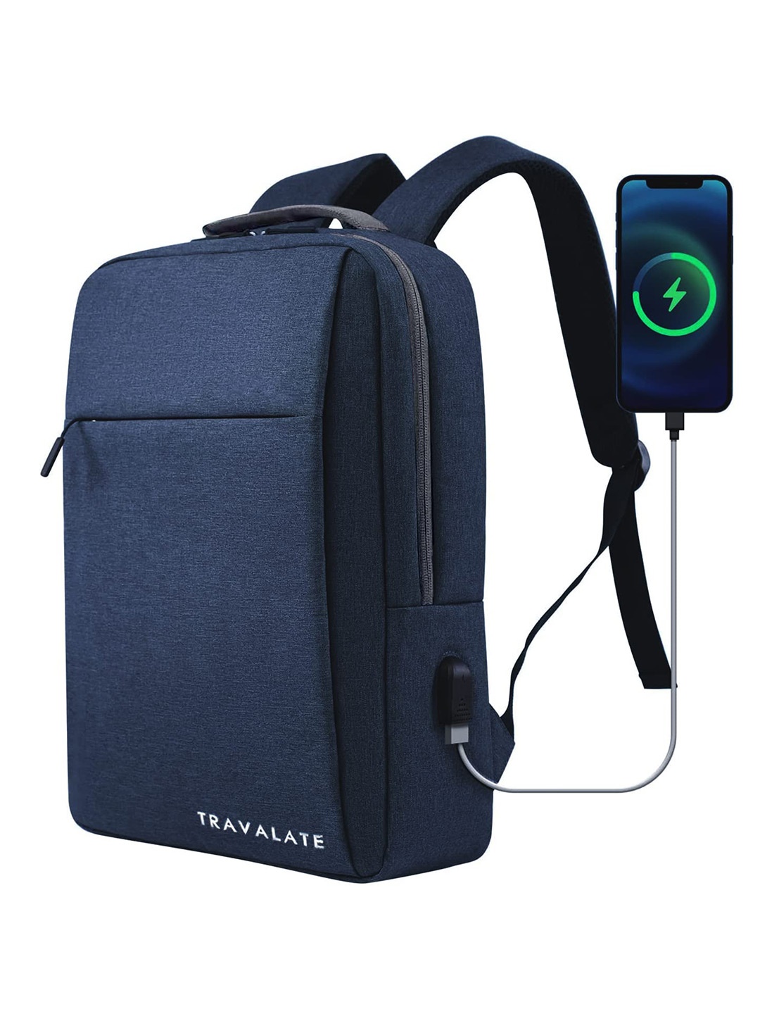 

TRAVALATE Unisex Backpack with USB Charging Port, Navy blue