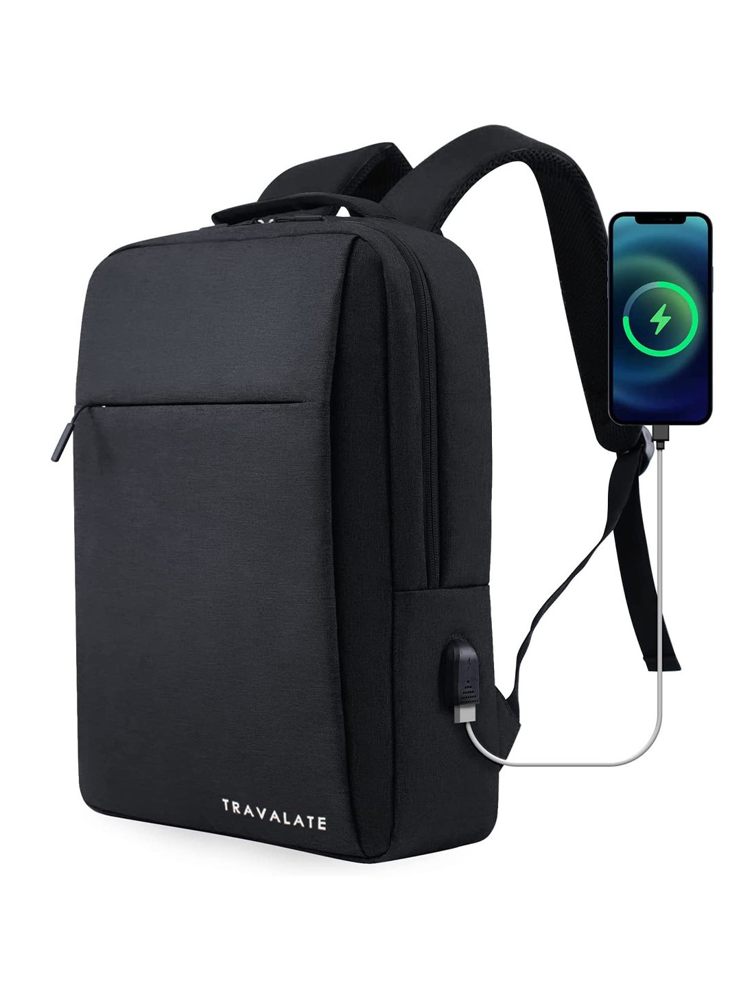 

TRAVALATE Ergonomic Lightweight Backpack With USB Charging Port, Black