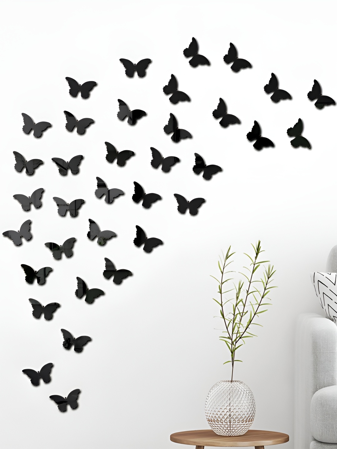 

Wall1ders Black 40-Pcs Butterfly Shape Self-Adhesive 3D Acrylic Mirror Wall Stickers