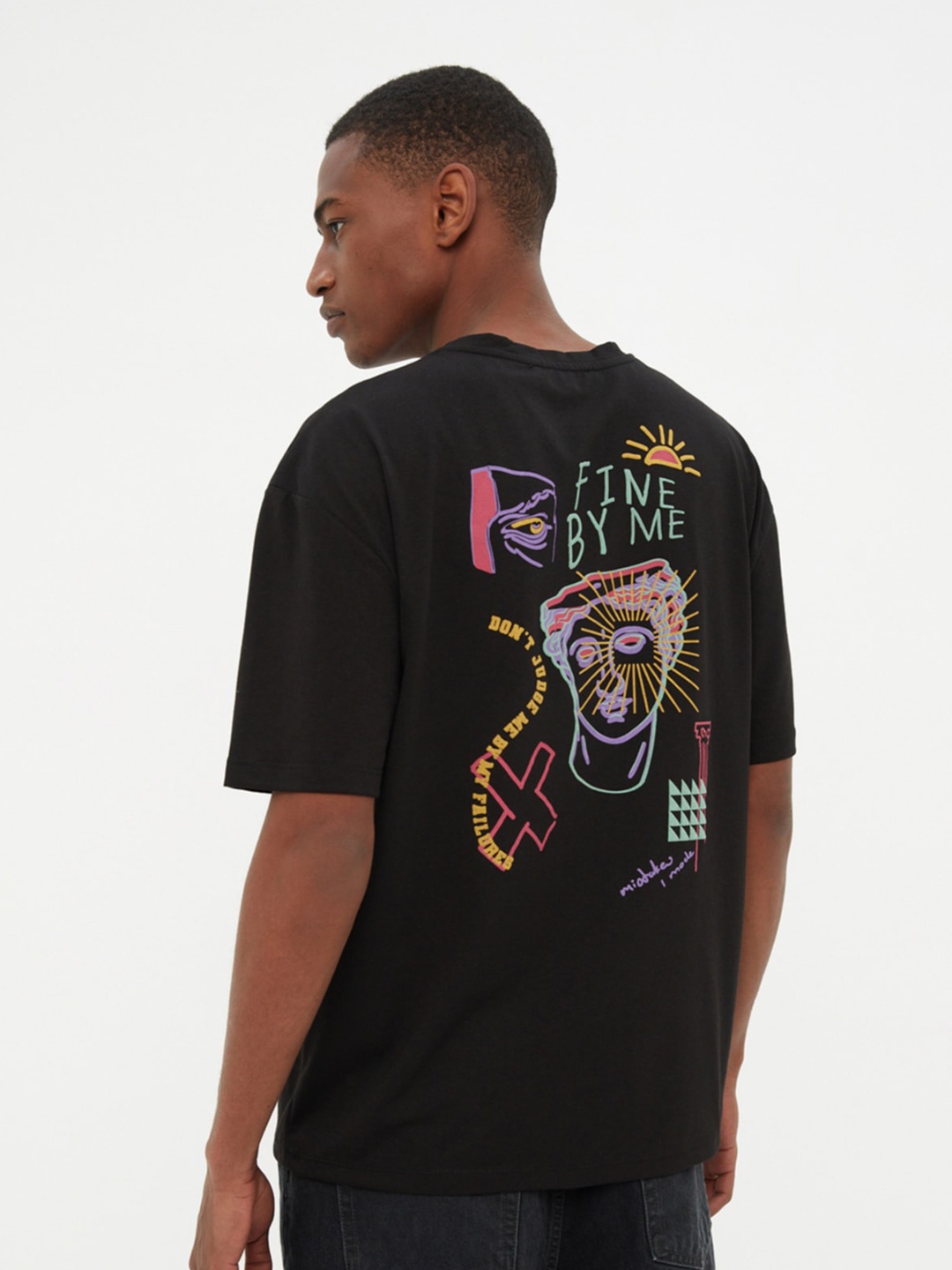 

Trendyol Graphic Printed Pure Cotton T-shirt, Black