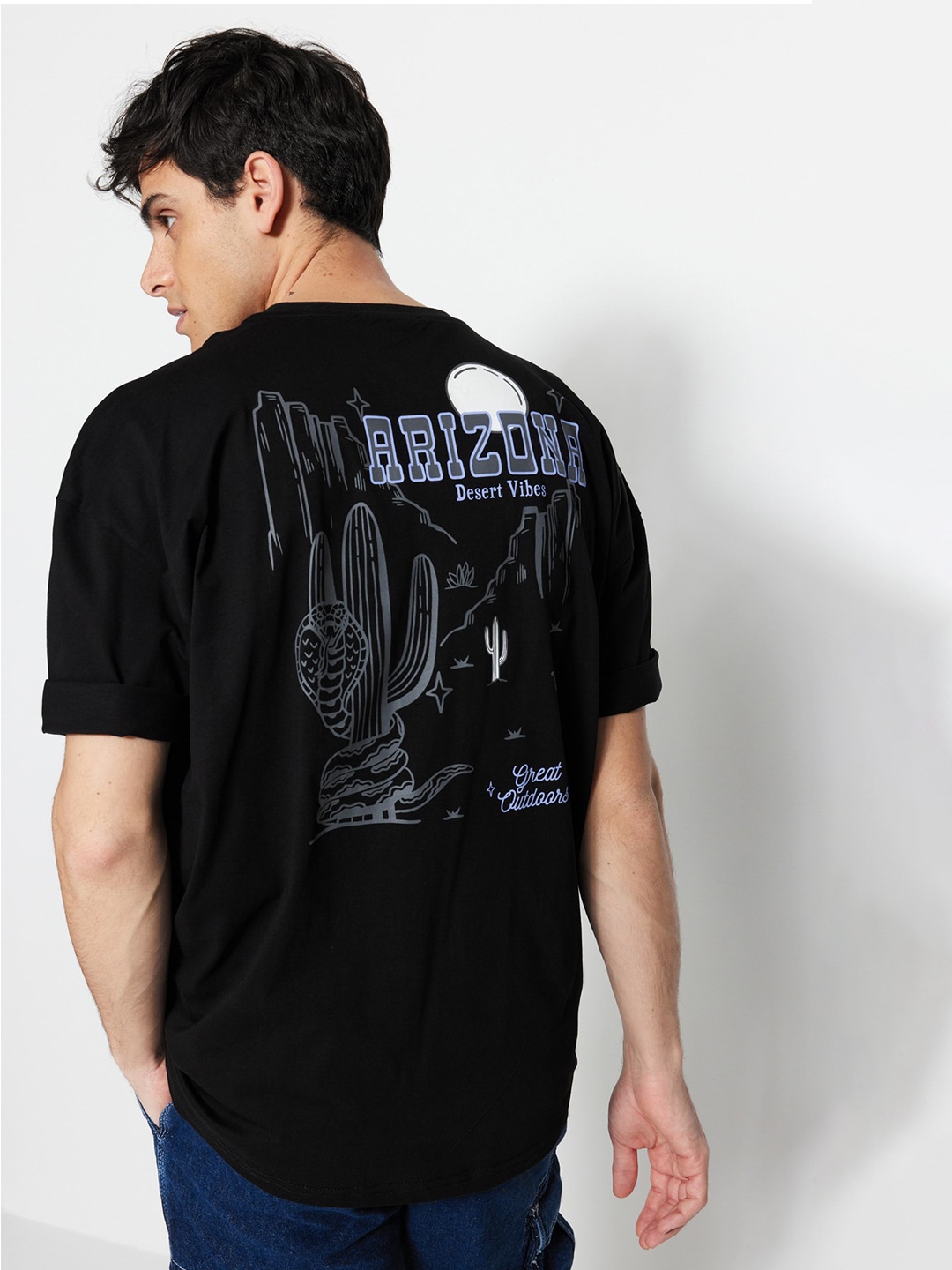 

Trendyol Typography Printed Short Sleeves Pure Cotton T-shirt, Black
