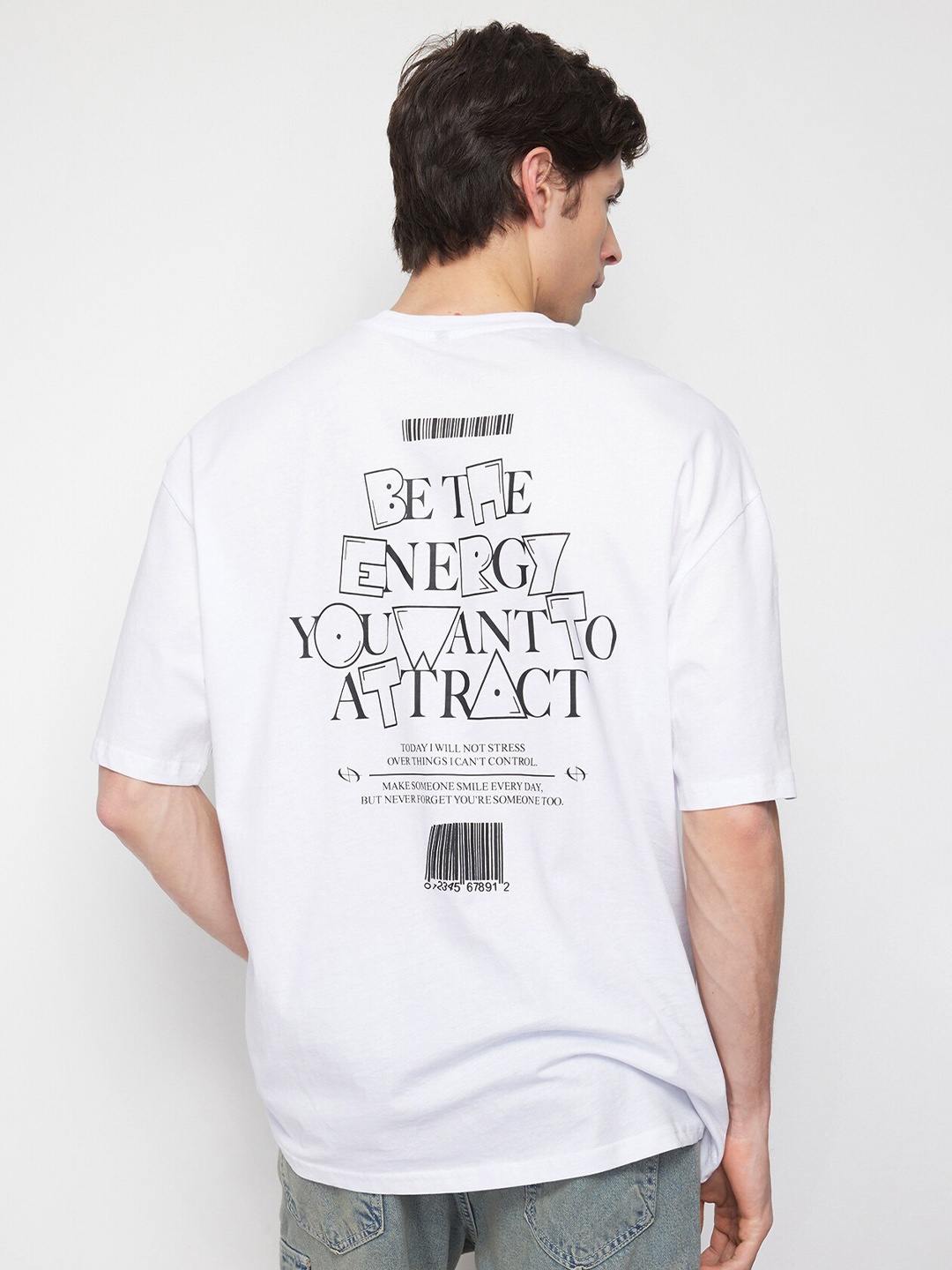 

Trendyol Typography Printed Round Neck Pure Cotton T-shirt, White