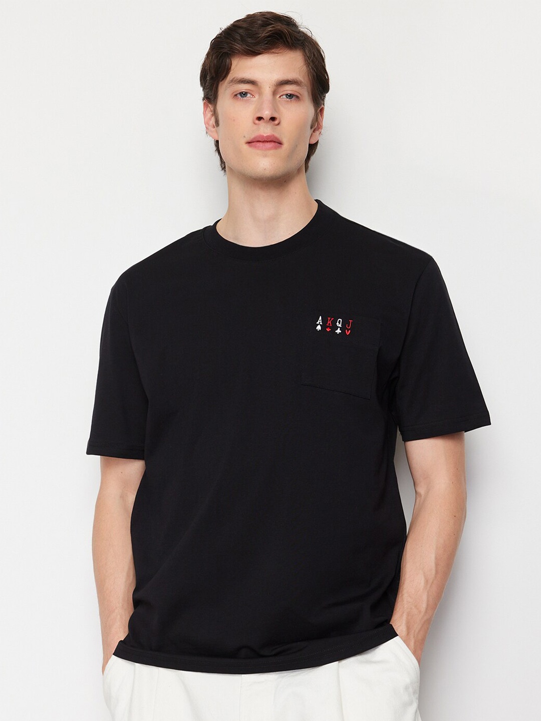 

Trendyol Round Neck Short Sleeves Cotton Regular Fit T-shirt, Black