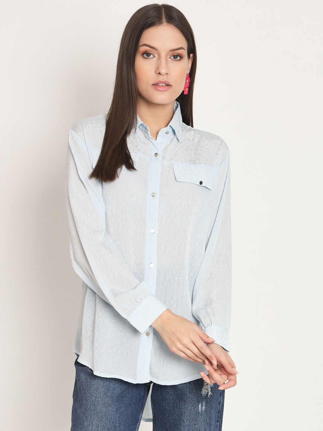 

RAER Standard Spread Collar Long Sleeves Casual Shirt, Blue