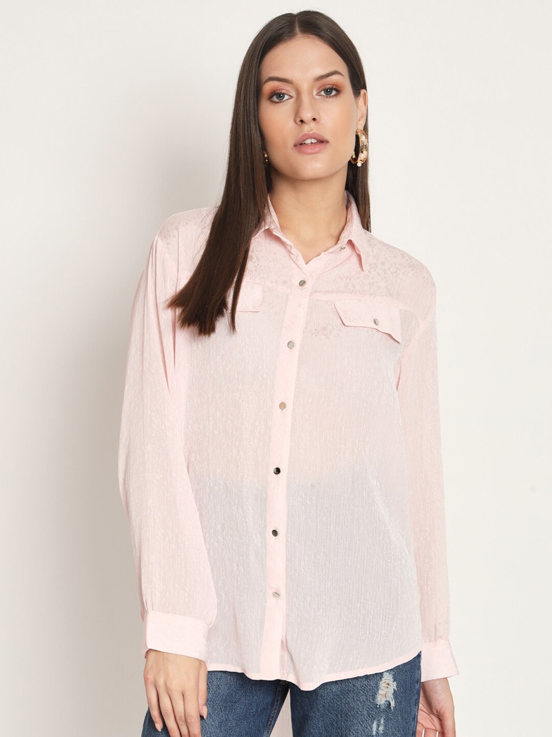 

RAER Standard Spread Collar Long Sleeves Casual Shirt, Peach