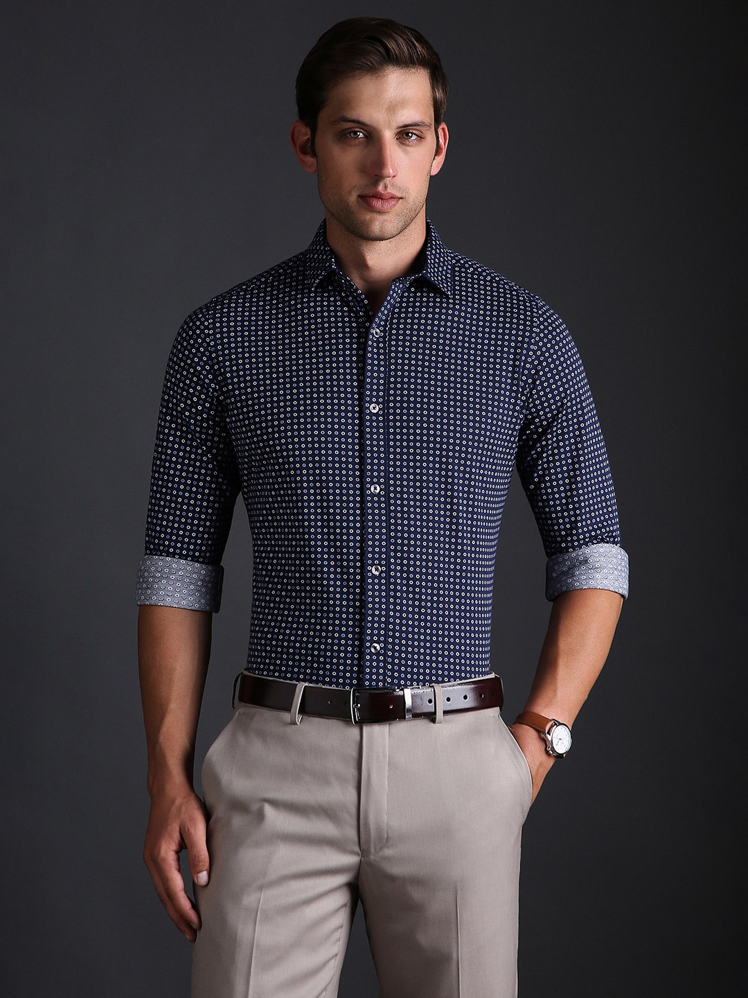 

Bergamo Printed Knitted Shirt, Blue