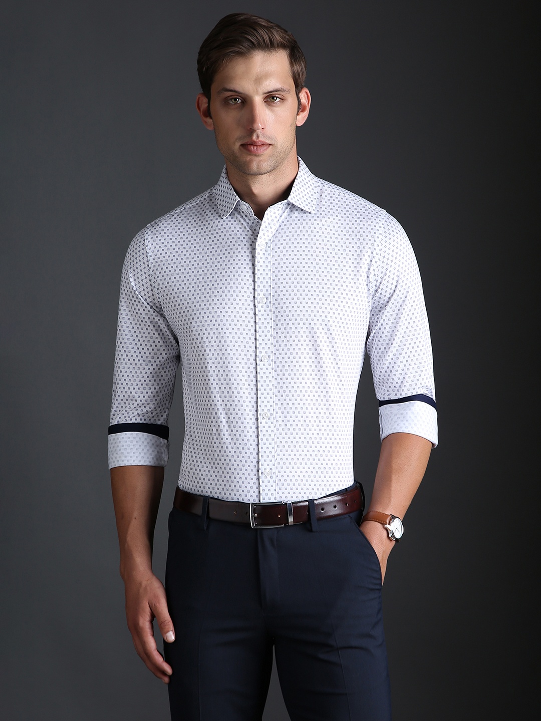 

Bergamo Printed Knitted Shirt, White