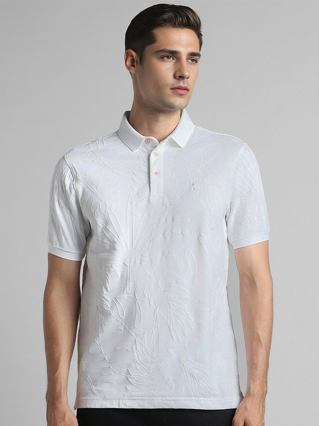

SIMON CARTER LONDON Embellished Polo Collar Slim Fit T-shirt, White