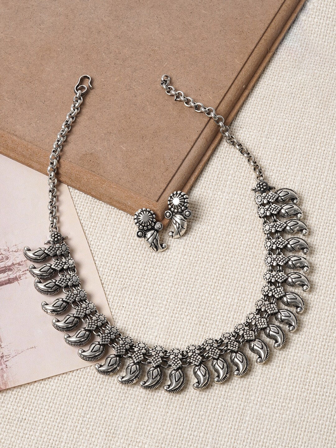 

TEEJH Silver-Plated Oxidised Jewellery Set