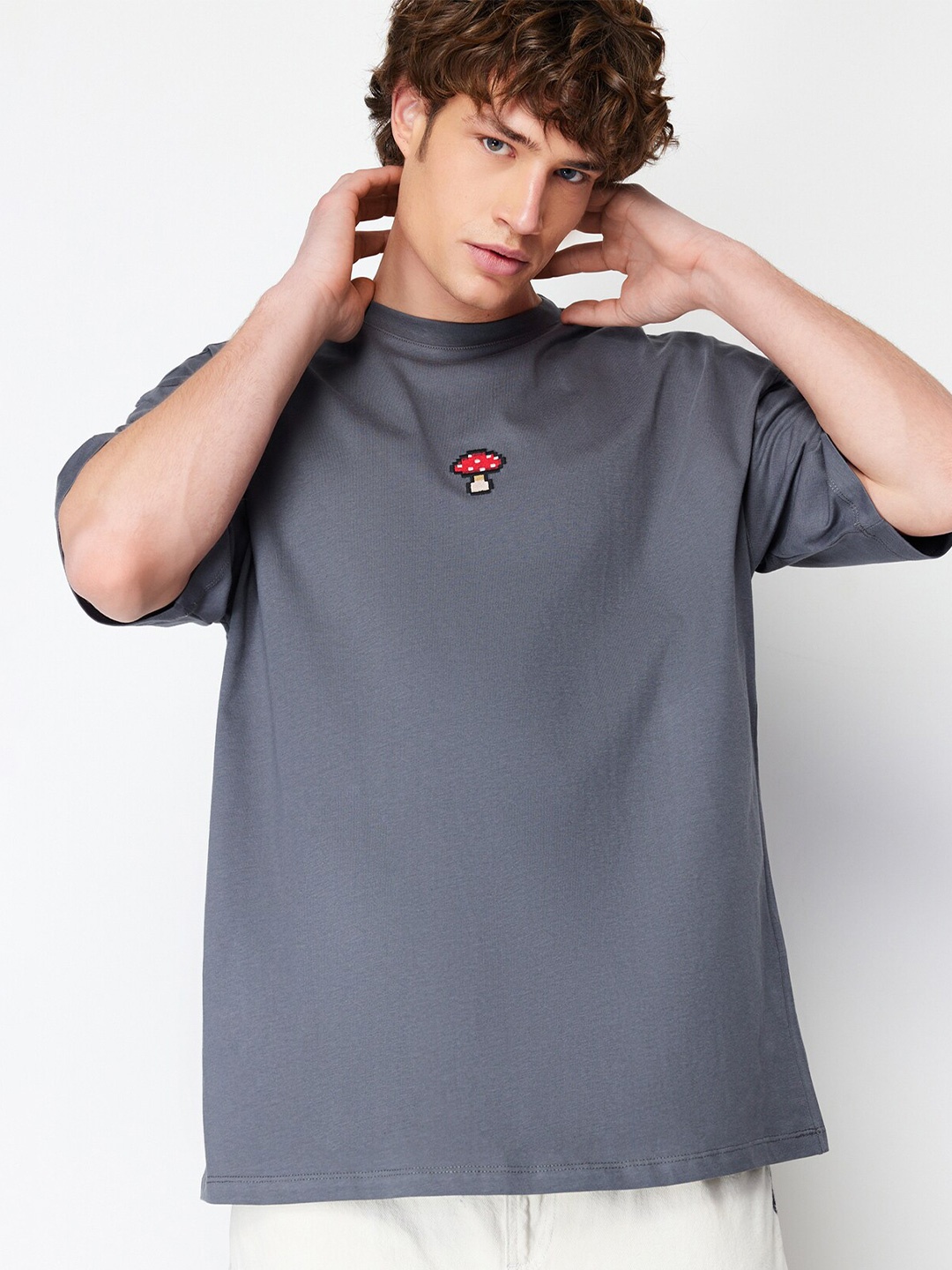 

Trendyol Oversized Pure Cotton Drop-Shoulder Sleeves T-shirt, Grey