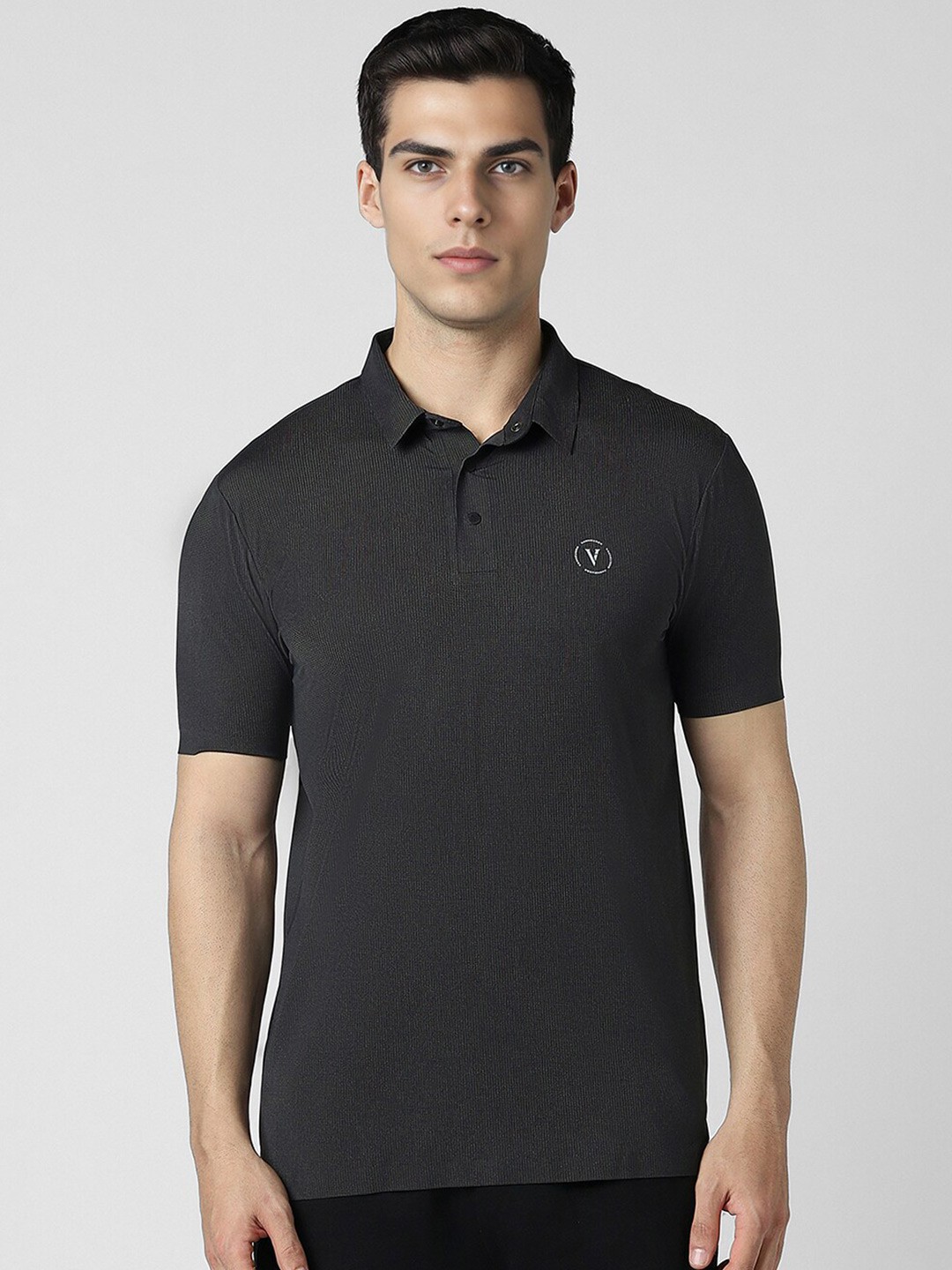 

Van Heusen Solid Polo Collar T-shirt, Charcoal
