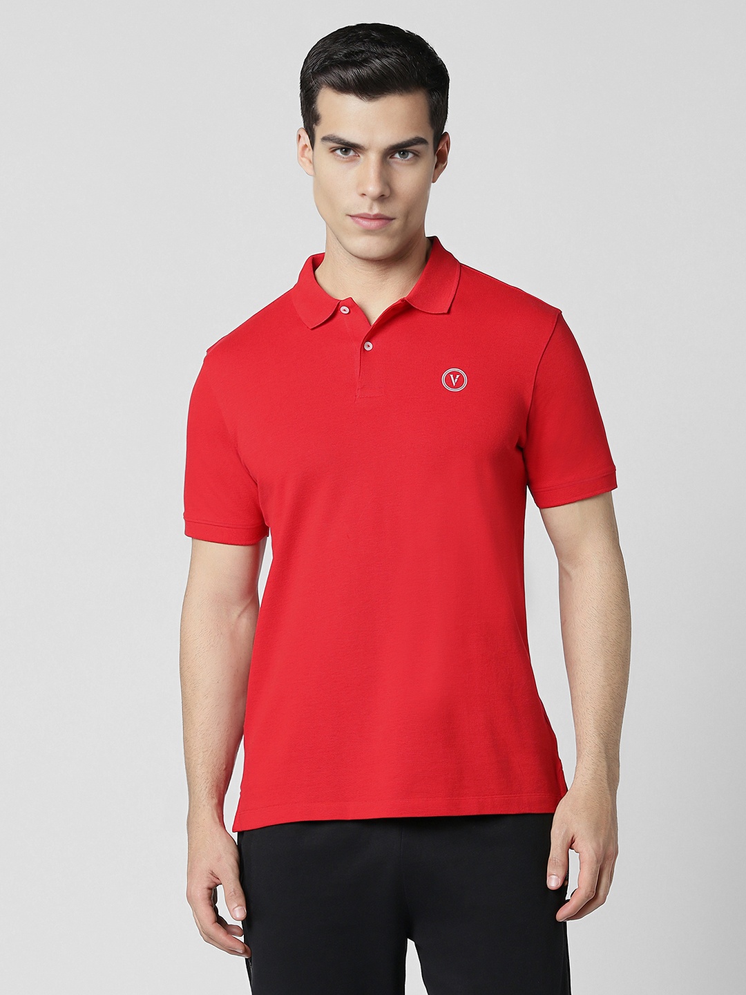 

Van Heusen Flex Men Polo Collar Applique T-shirt, Red