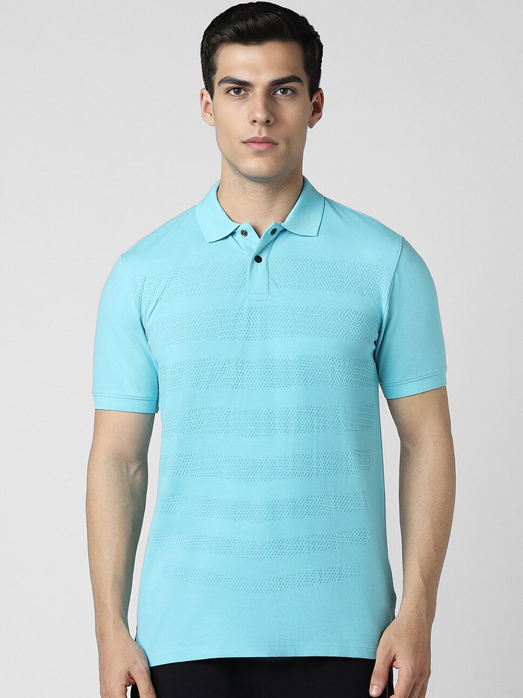 

Van Heusen Flex Textured Polo Collar Casual T-shirt, Blue