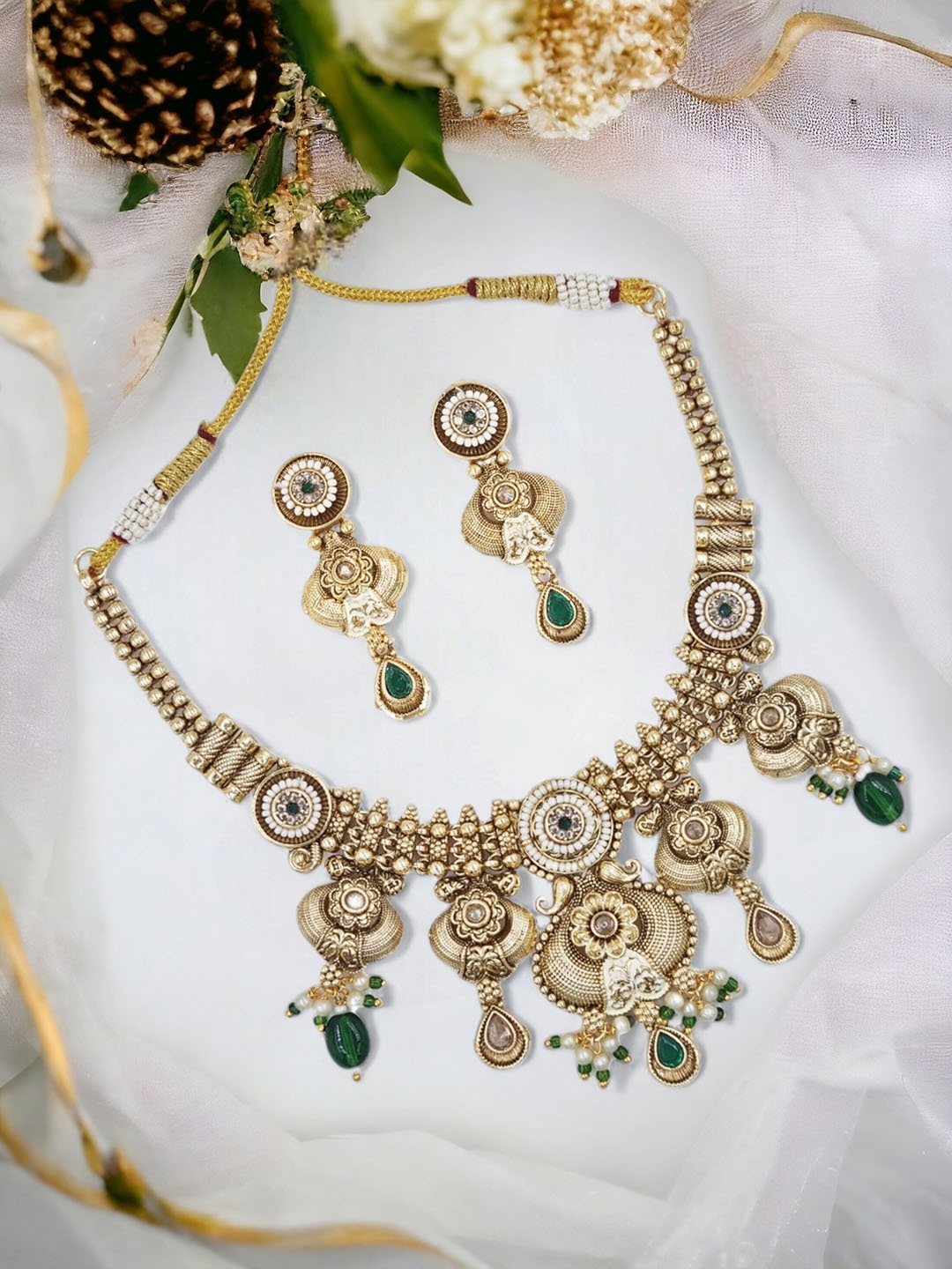 

Anouk Gold-Plated Stones Studded & Beaded Jewellery Set