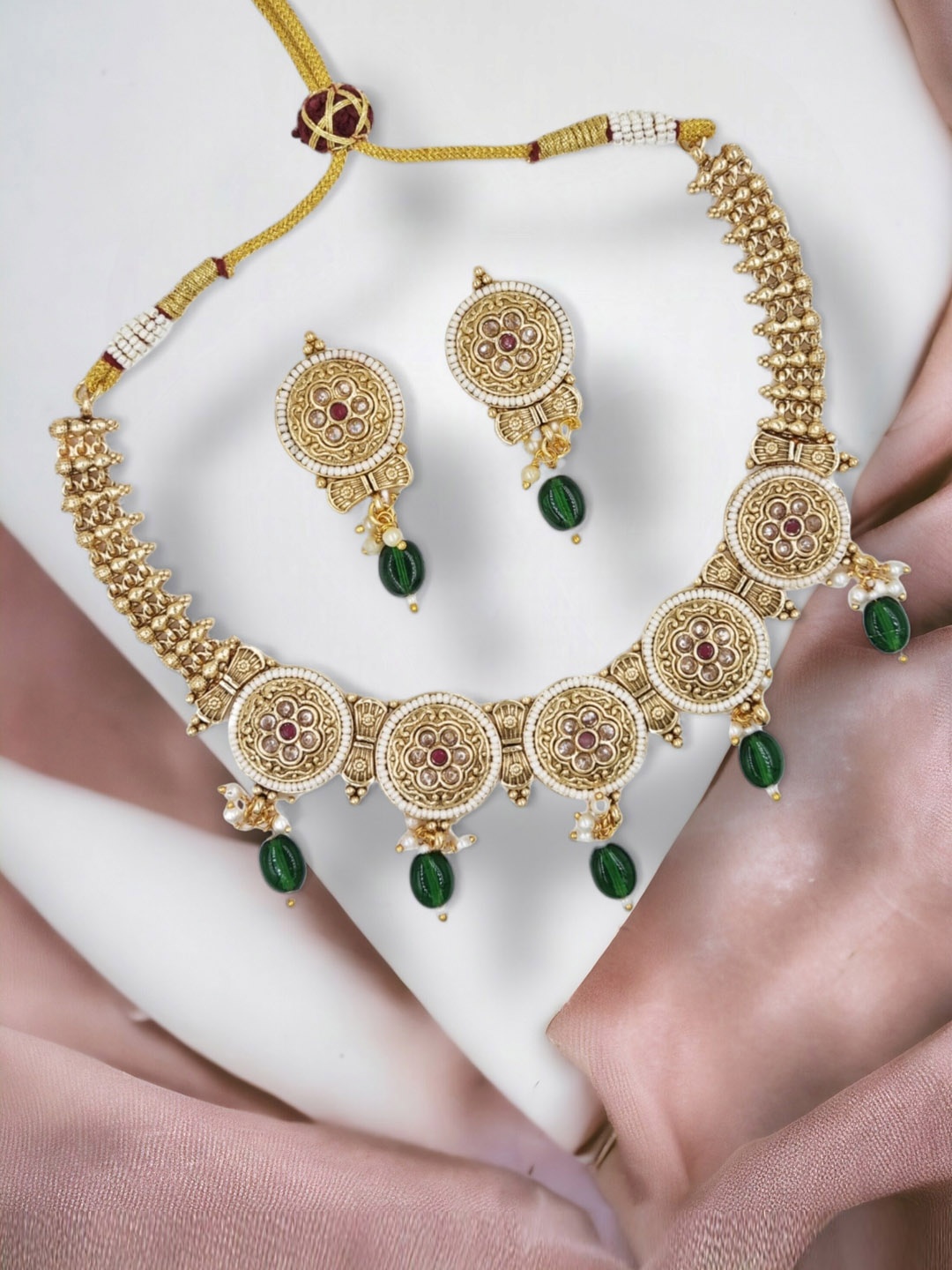 

Anouk Gold-Plated Stones Studded & Beaded Jewellery Set