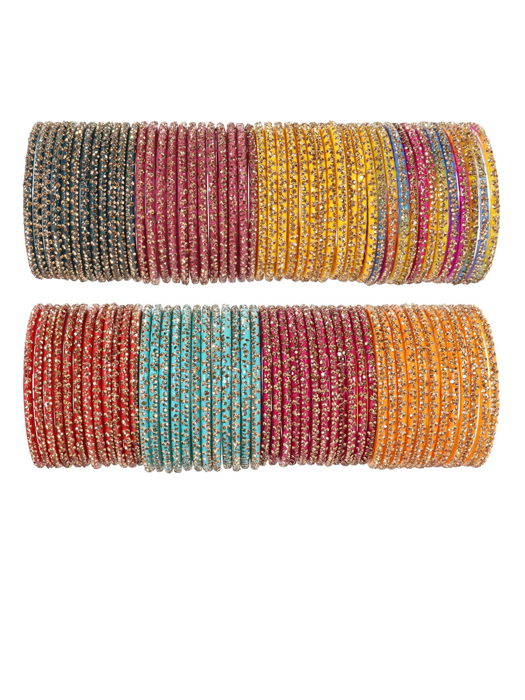 

LAVAZZA Set Of 96 Glass Studded Bangles, Pink