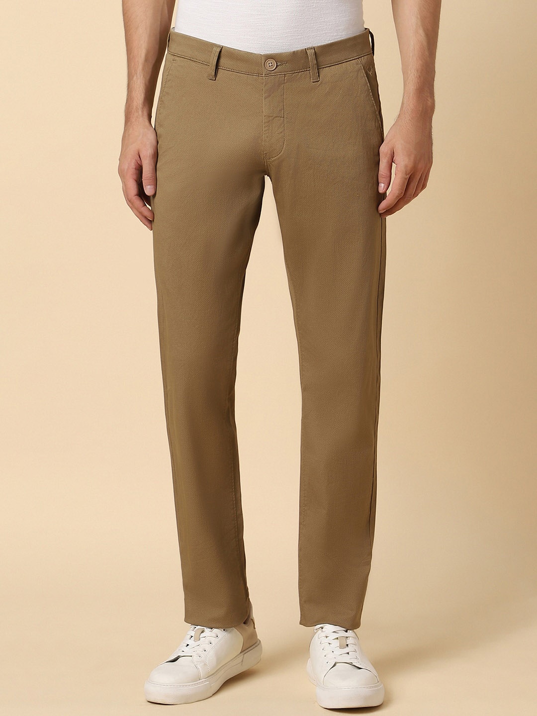 

Allen Solly Men Slim Fit Mid Rise Trousers, Brown