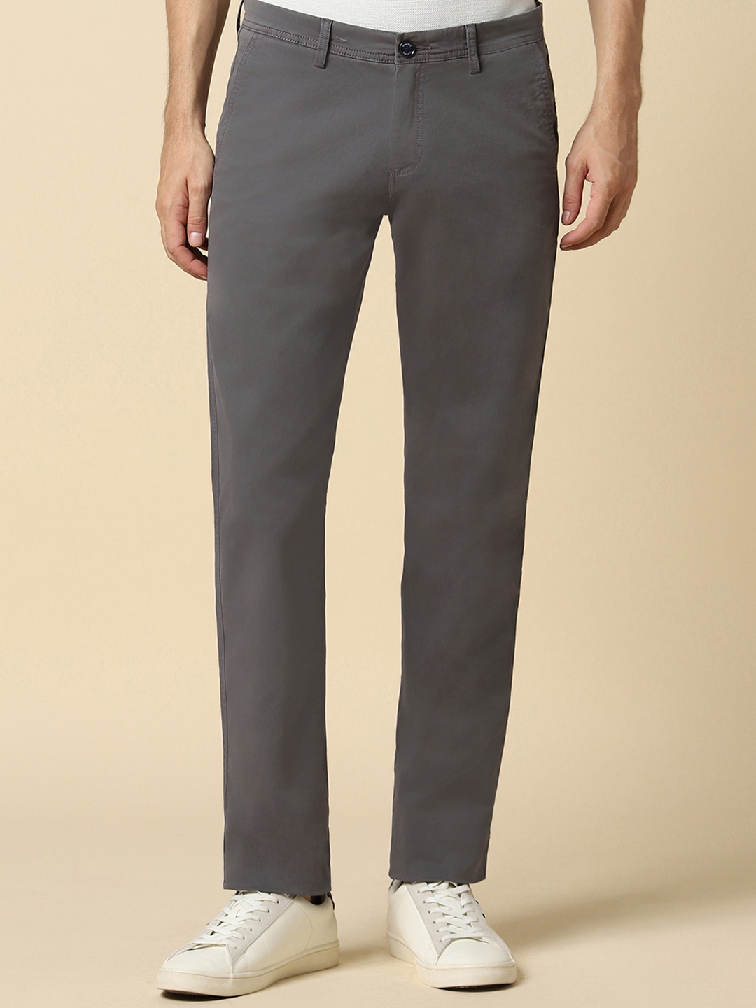 

Allen Solly Men Slim Fit Solid Trousers, Grey