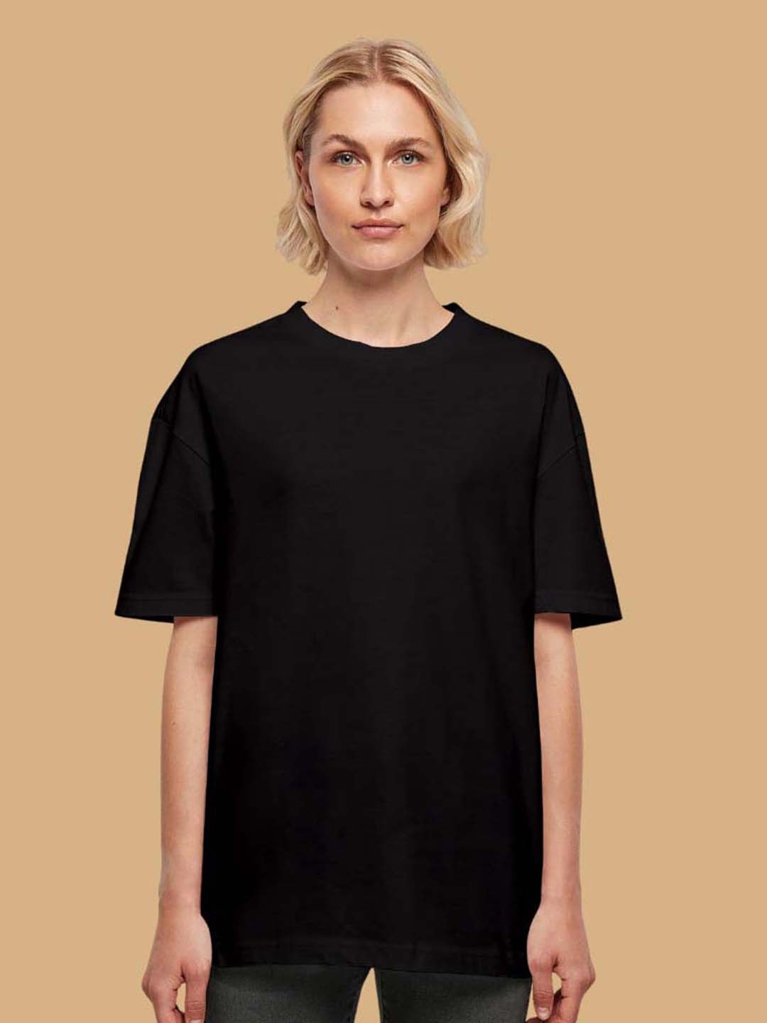 

OFFMINT Women Extended Sleeves Indigo Raw Edge T-shirt, Black