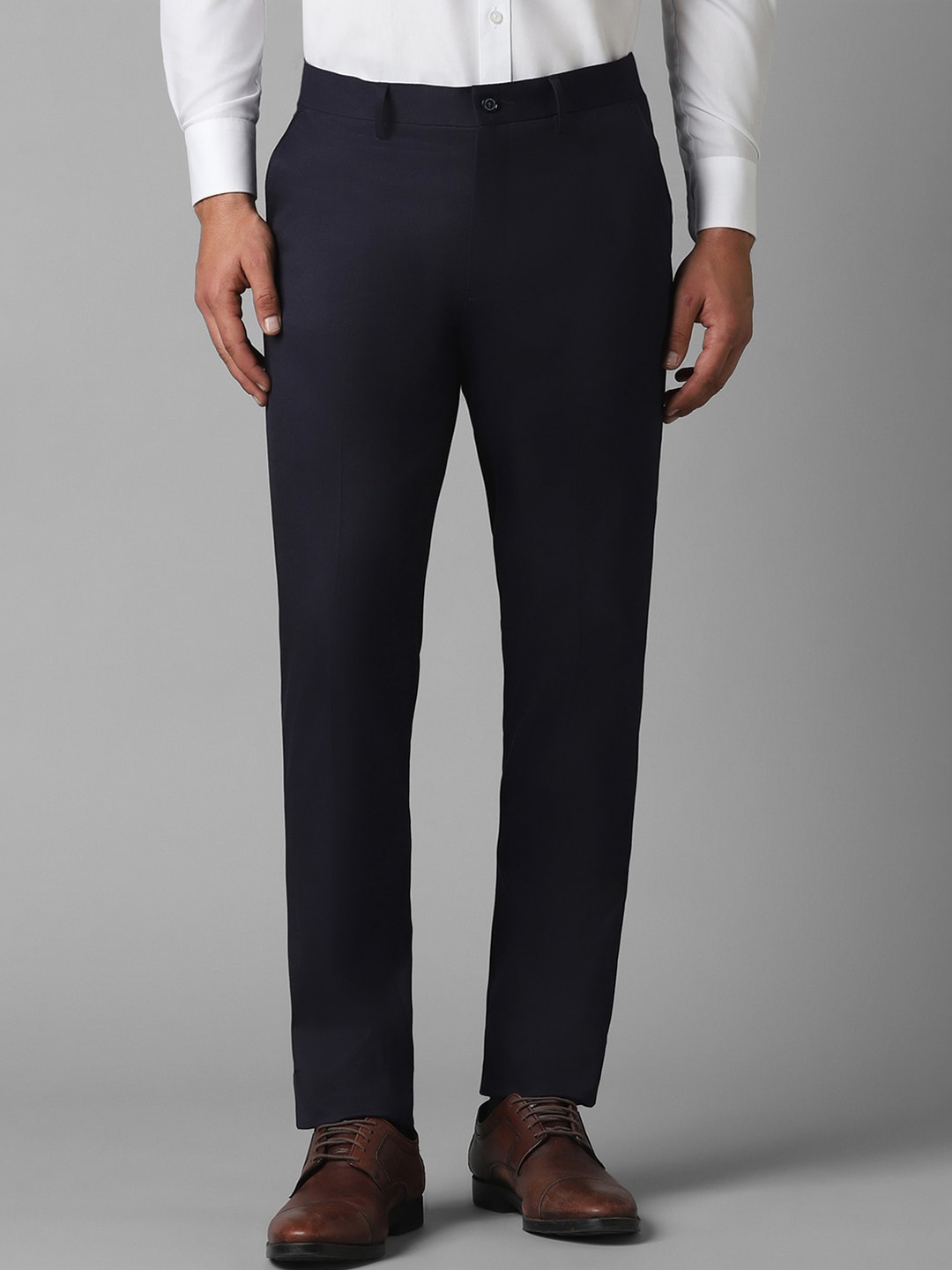 

Louis Philippe Men Slim Fit Formal Solid Trouser, Navy blue