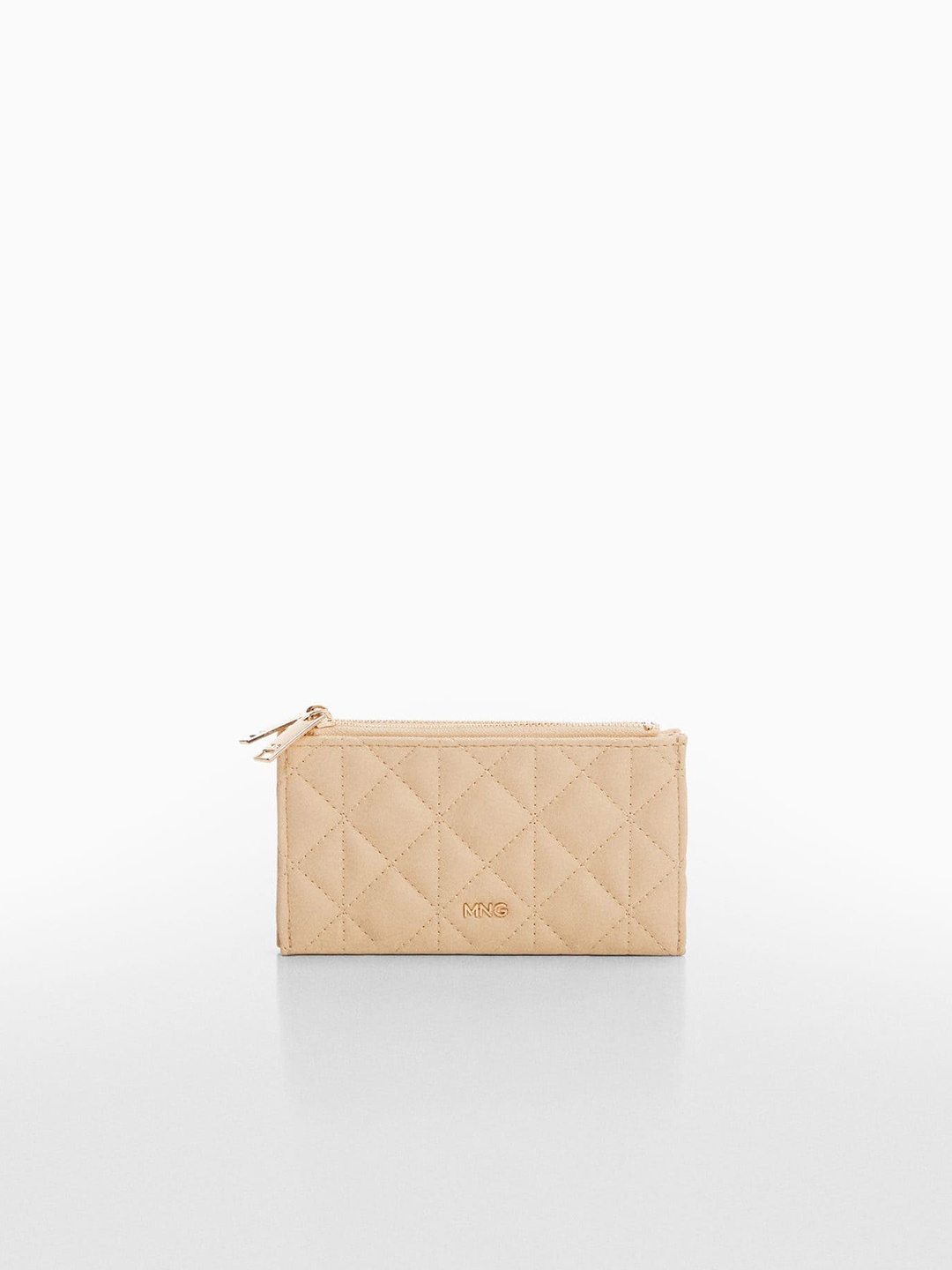 

MANGO Women Quilted Wallet, Beige