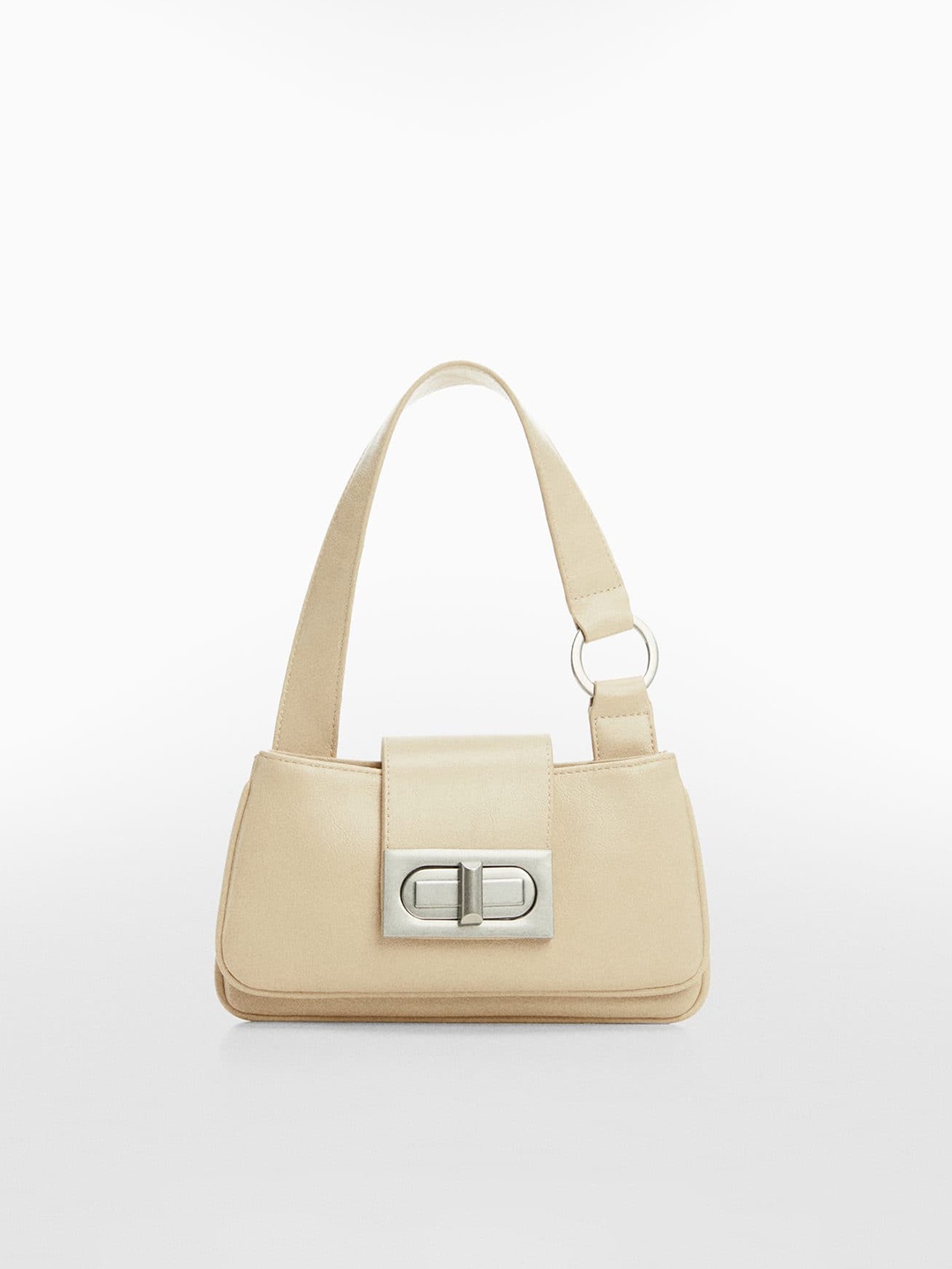 

MANGO Women Structured Baguette Bag, Cream