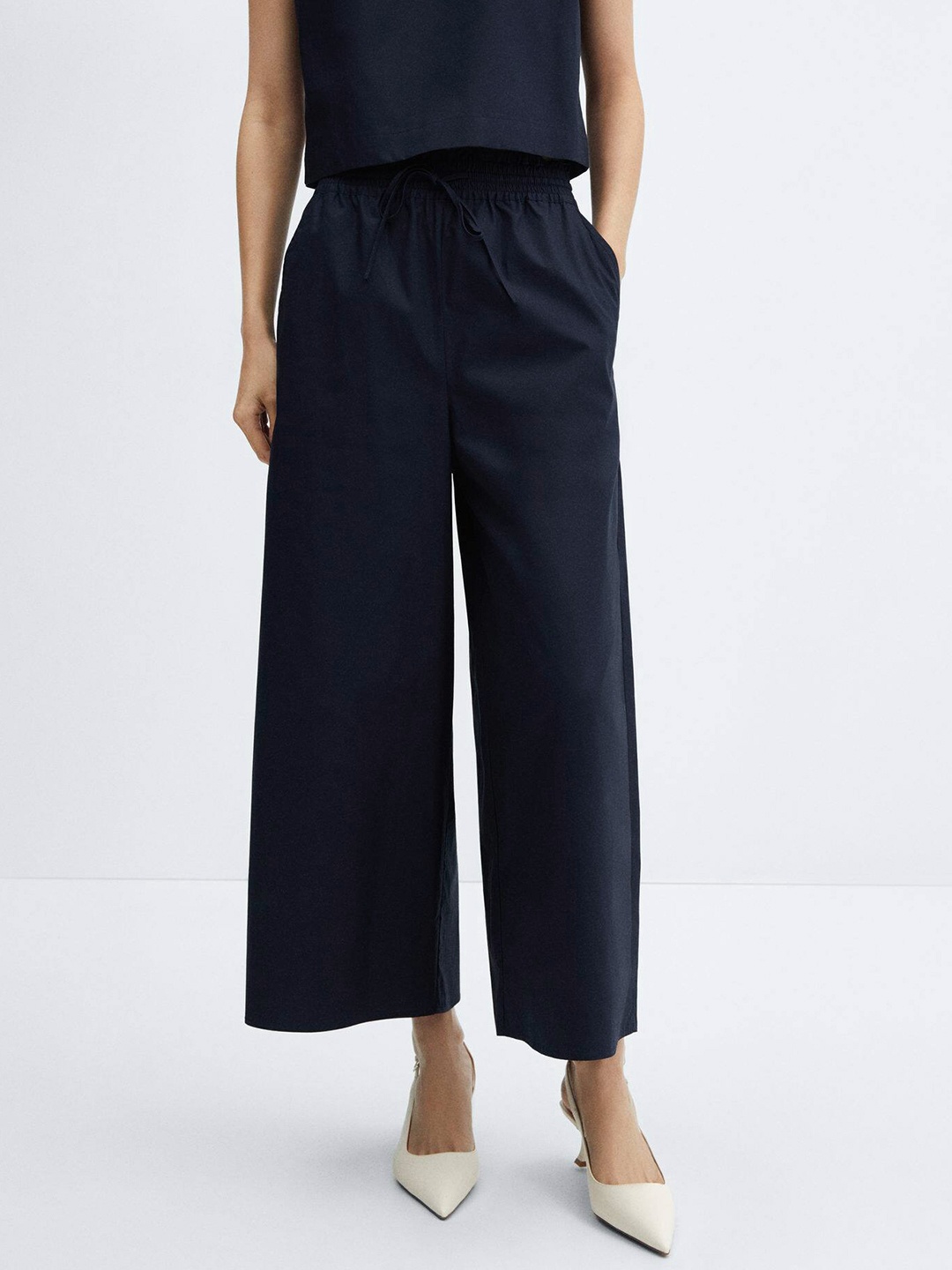 

MANGO Women Cotton Culottes, Navy blue