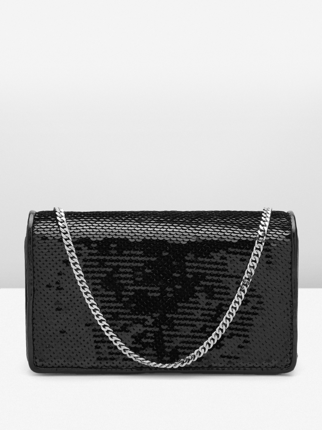 

MANGO Sequinned Embellished Structured Party Sling Bag, Black