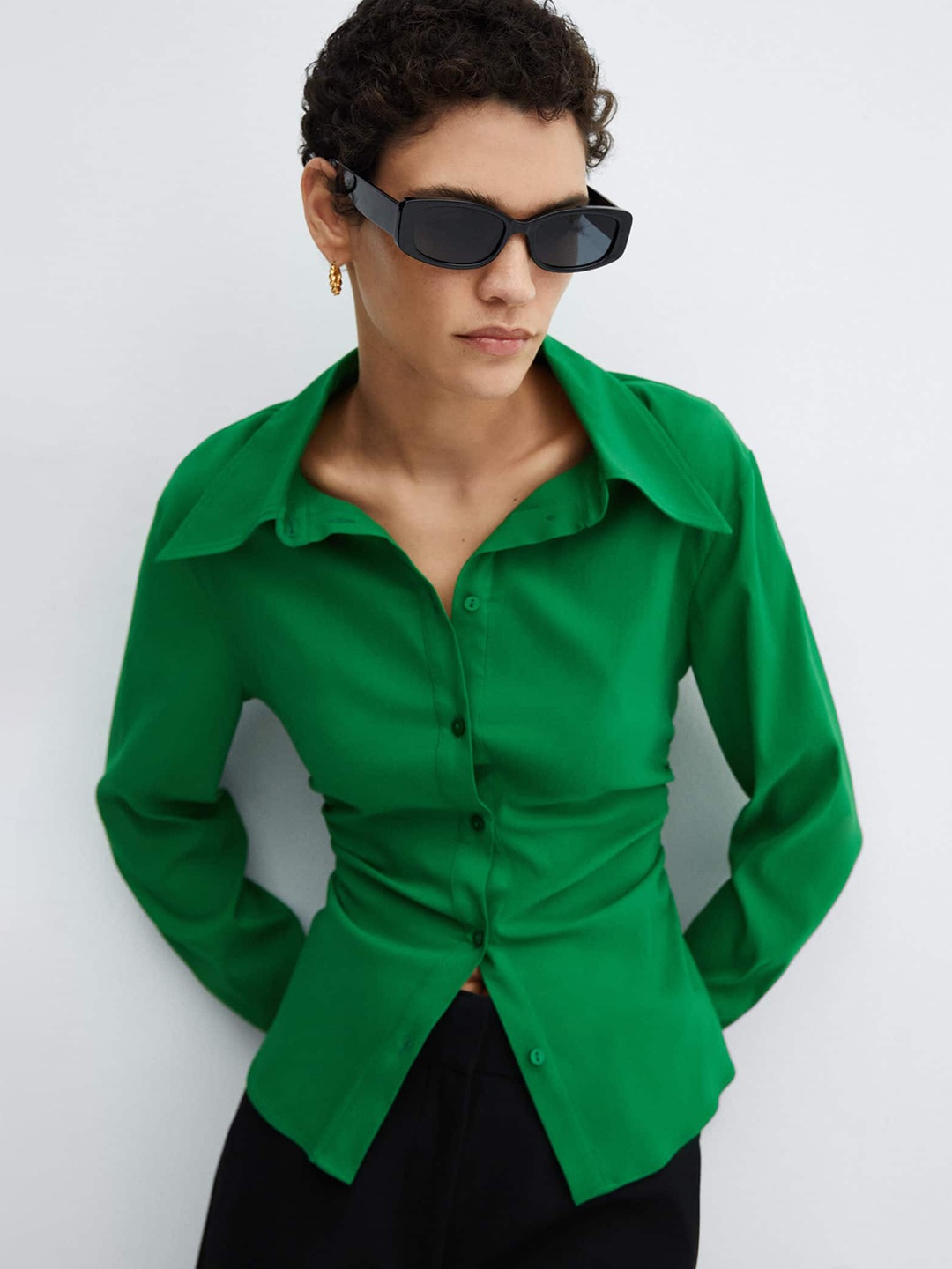 

MANGO Full Sleeves Casual Shirt, Green