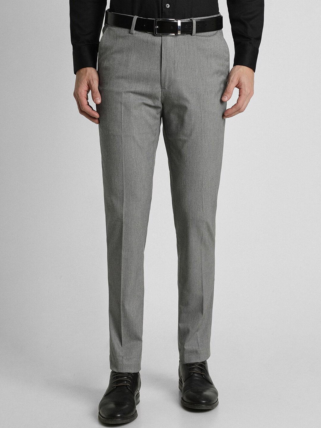 

Peter England Men Textured Slim Fit Formal Trouser, Grey