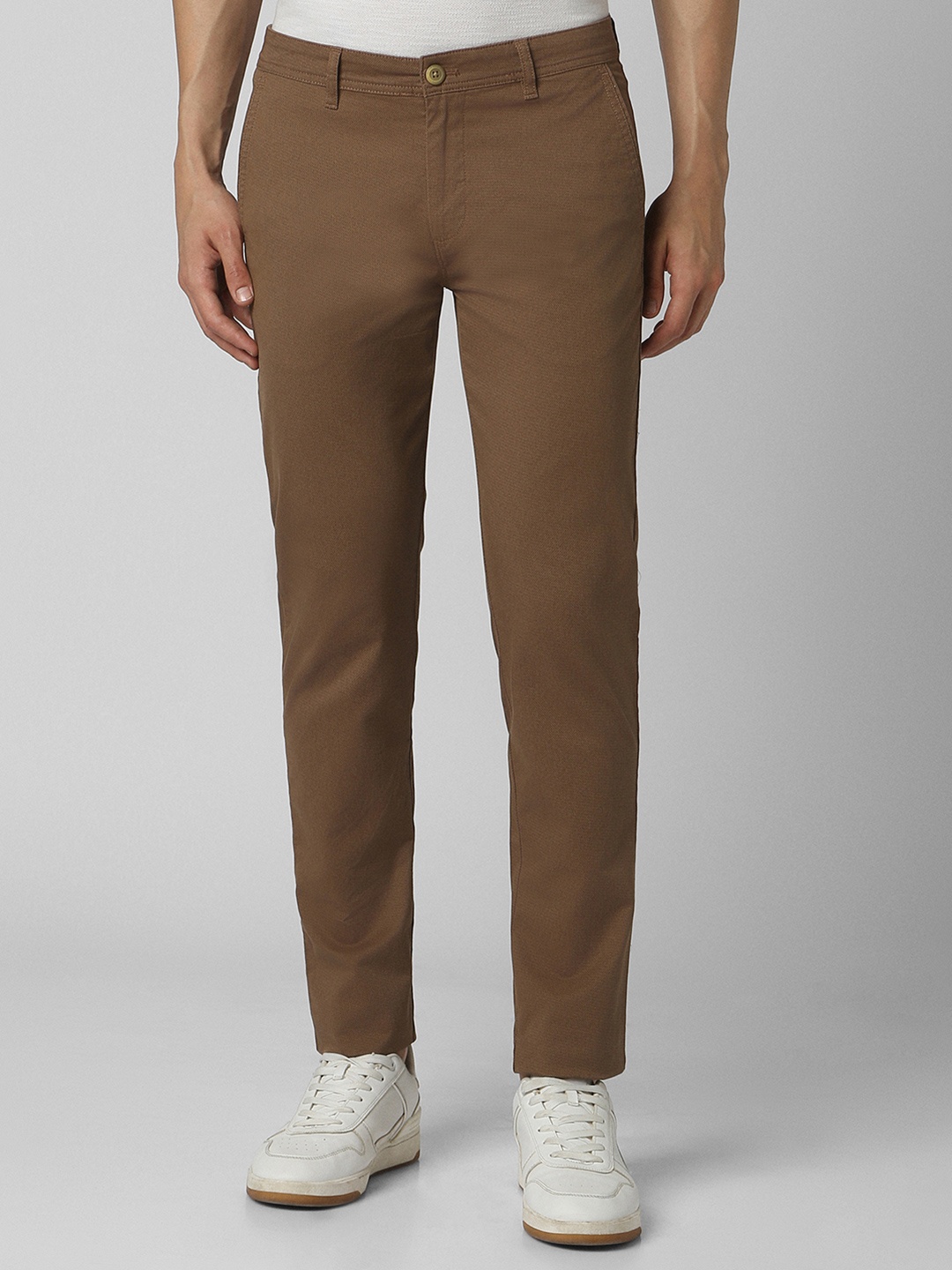

Peter England Casuals Men Slim Fit Textured Trouser, Brown