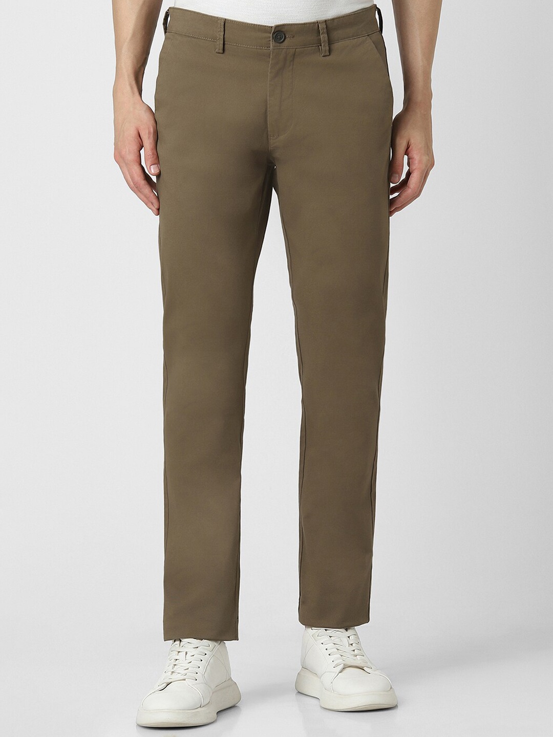 

Peter England Casuals Men Slim Fit Trousers, Khaki