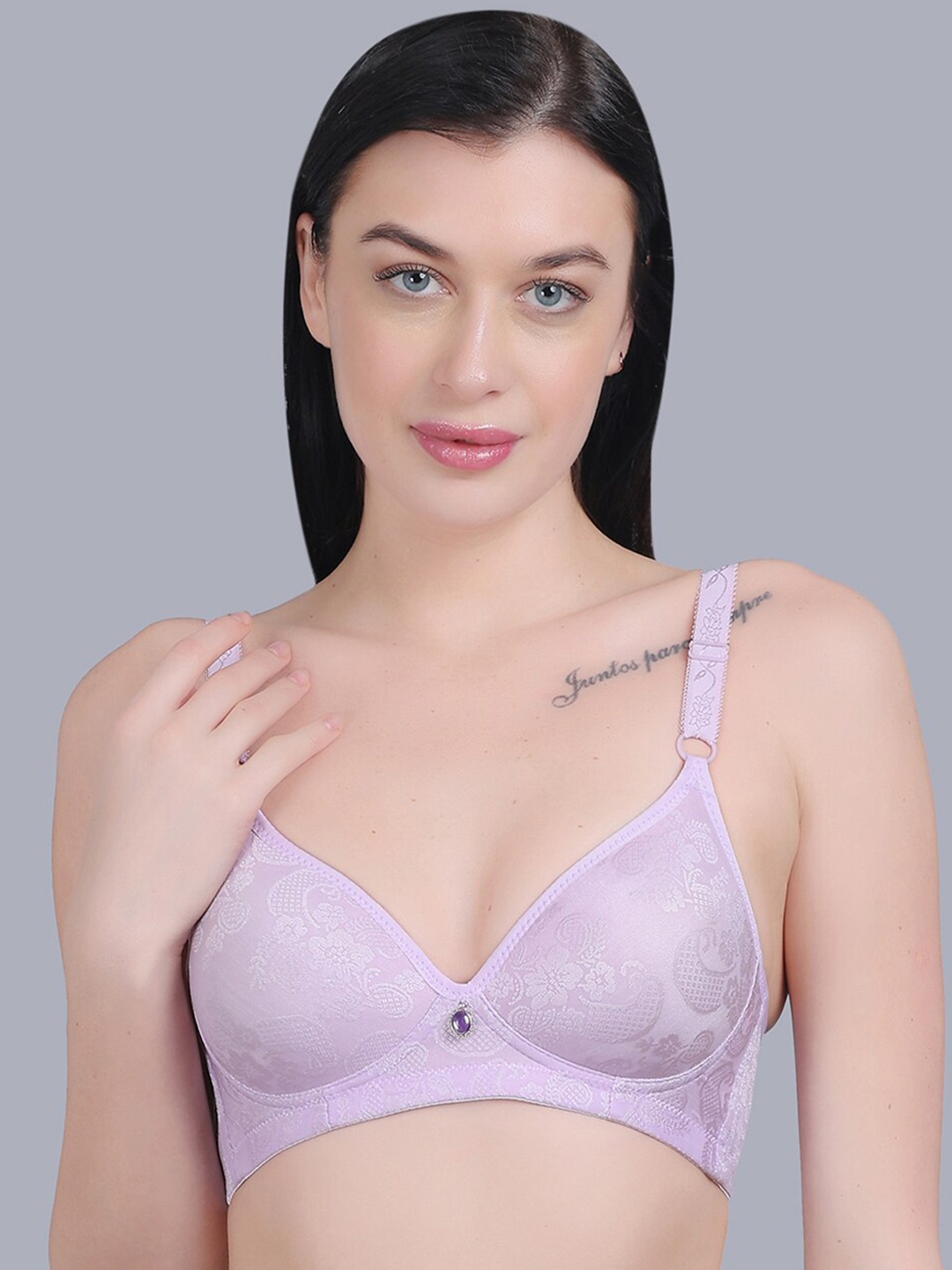 

mod & shy Floral Printed Medium Coverage Lightly Padded T-shirt Bra With All Day Comfort, Purple