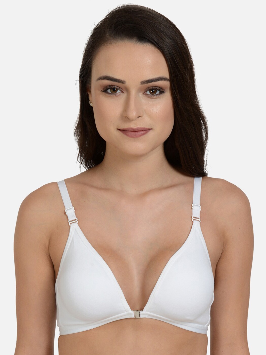 

mod & shy Medium Coverage Plunge Front Open Bra - All Day Comfort, White