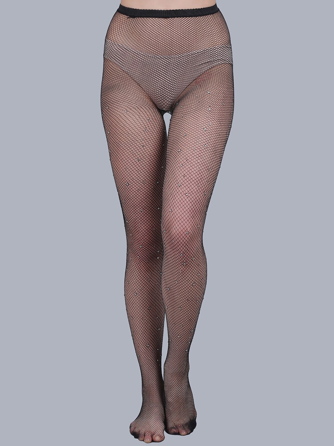 

mod & shy Self Design High-Waist Pantyhose Stocking, Black