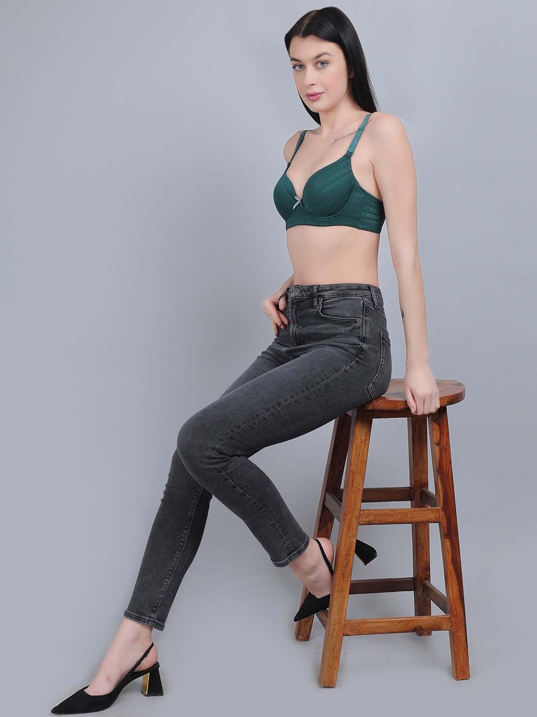 

mod & shy Self Design Medium Coverage Lightly Padded T-shirt Bra With All Day Comfort, Green